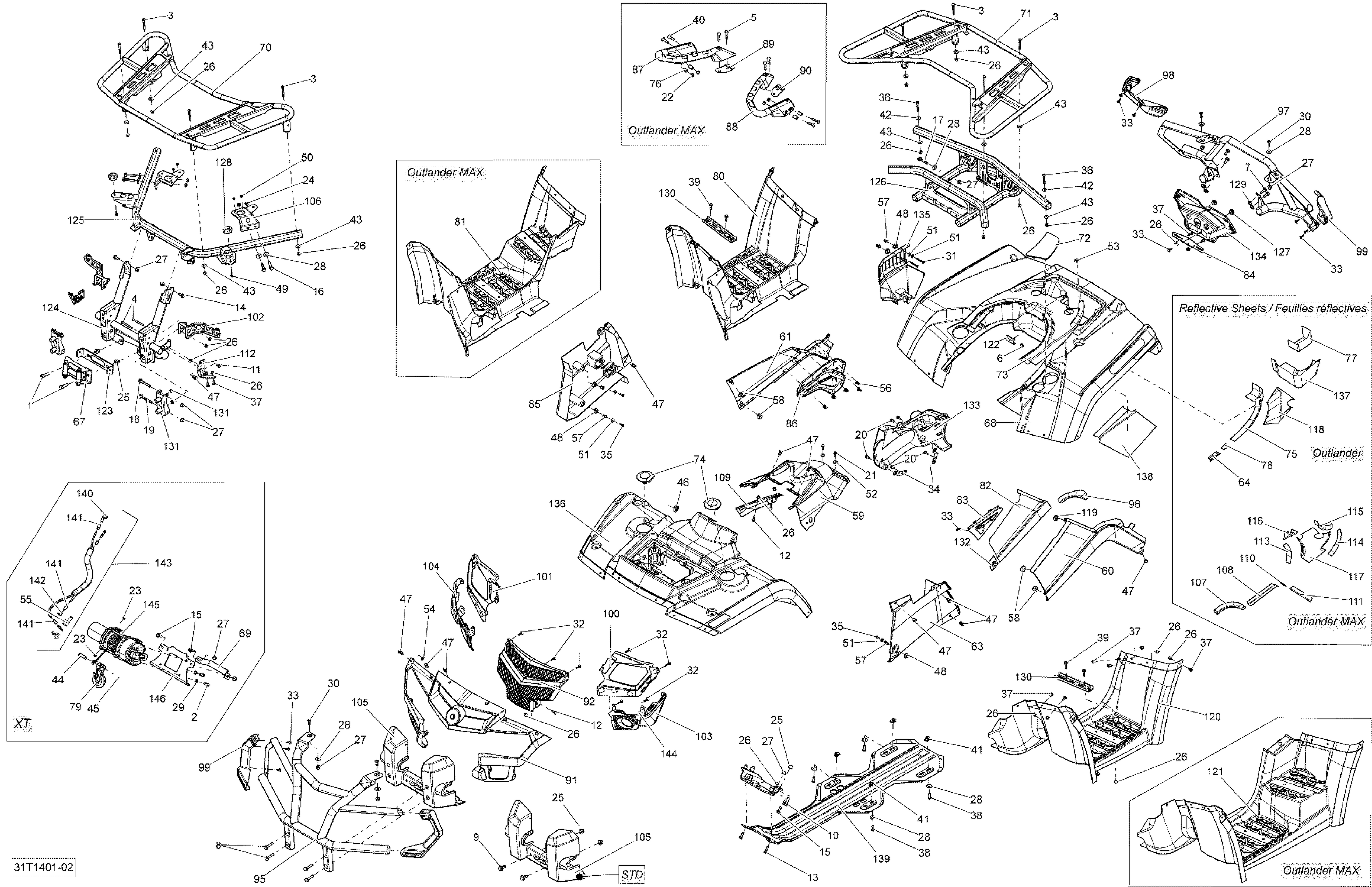 09 CARROSSERIE ET ACCESSOIRES POUR OUTLANDER MAX STD ROUGE 2014