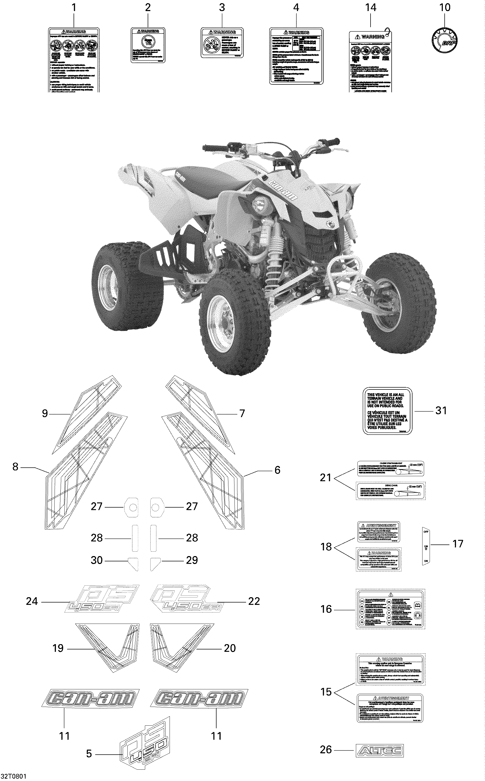 09 KITS DECO POUR DS 2X4 STD 450 EFI 5SP JAUNE 2008