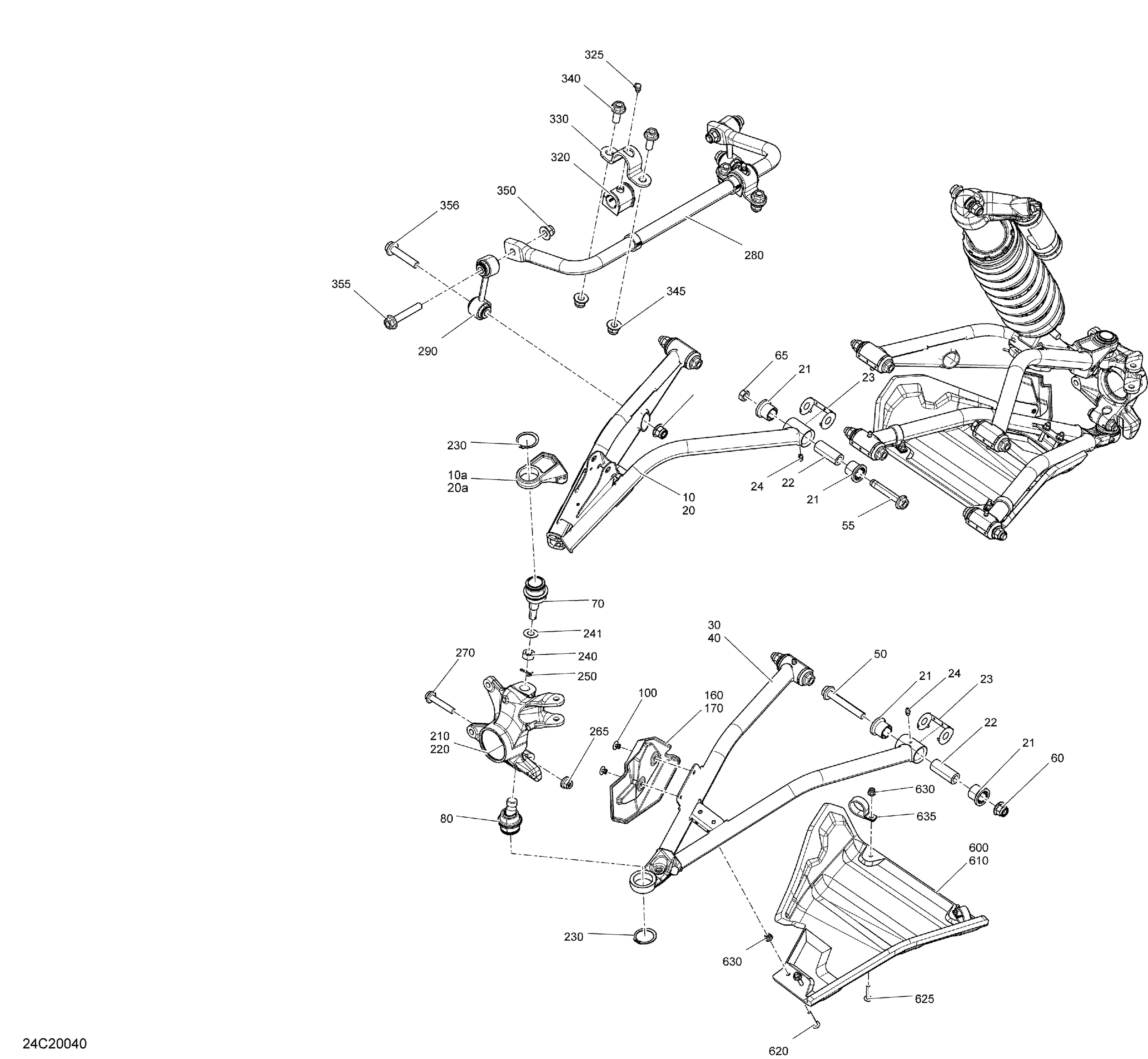 07 SUSPENSION AVANT POUR MAVERICK SPORT 1000R DPS ROUGE 2020