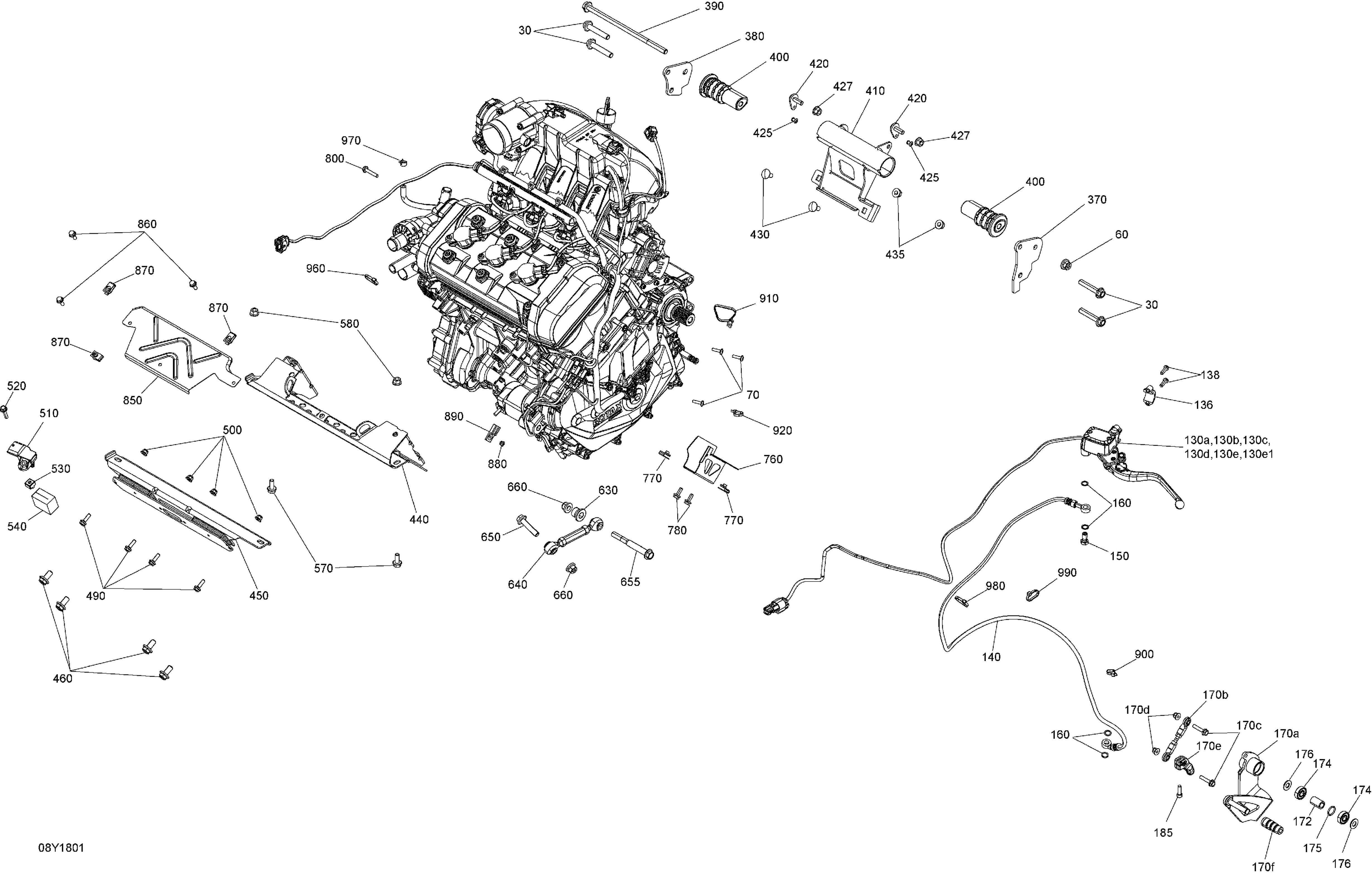 01 MOTEUR POUR SPYDER RT LIMITED 10TH EDITION SE6 BLACK 2018