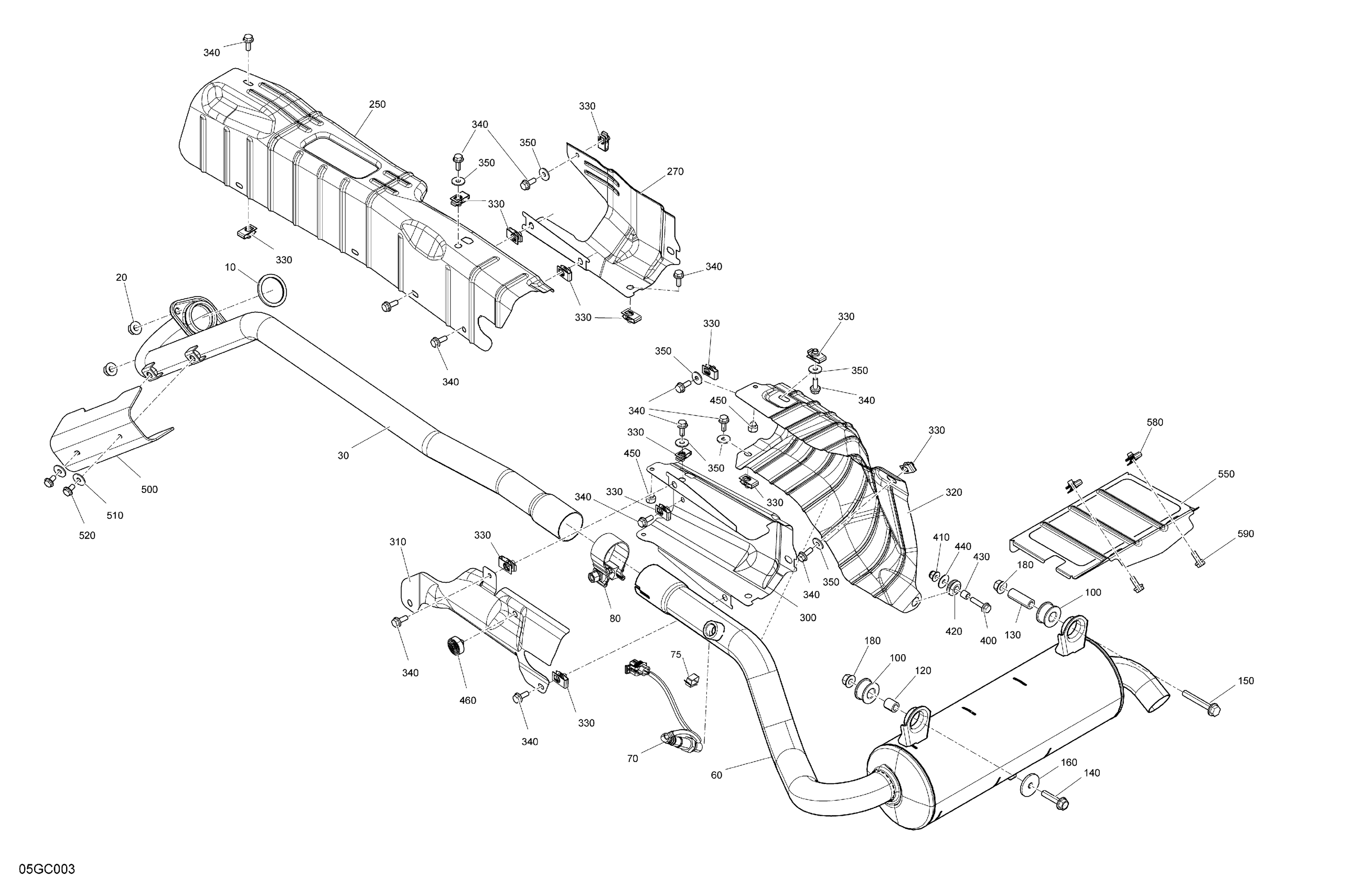 02 MOTEUR ECHAPPEMENT POUR OUTLANDER MAX 450 EFI 6X6 XU VERT TUNDRA 2022