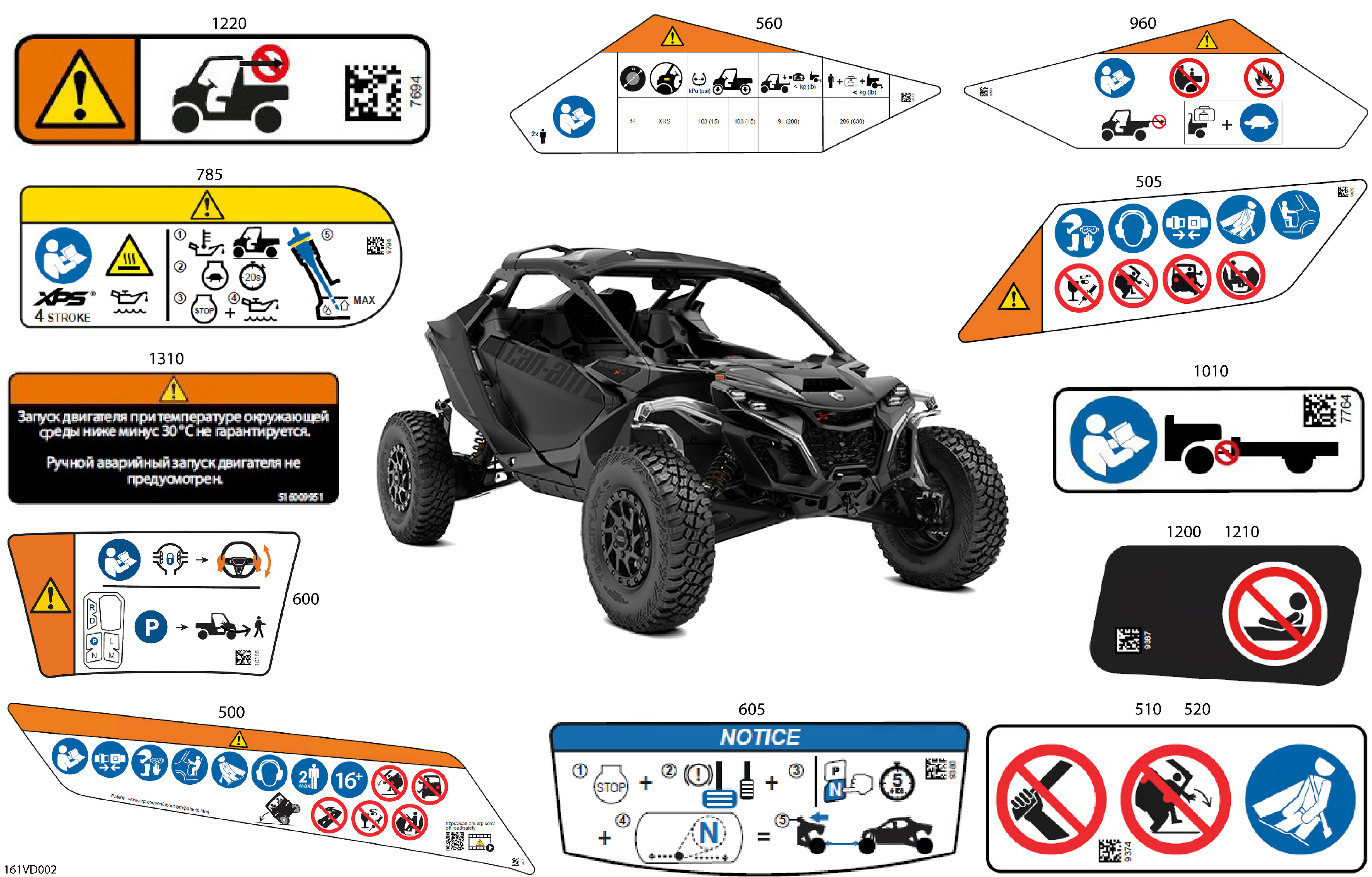 07 CARROSSERIE AUTOCOLLANTS DAVERTISSEMENT POUR MAVERICK R 996NT XRS NEO JAUNE 2024
