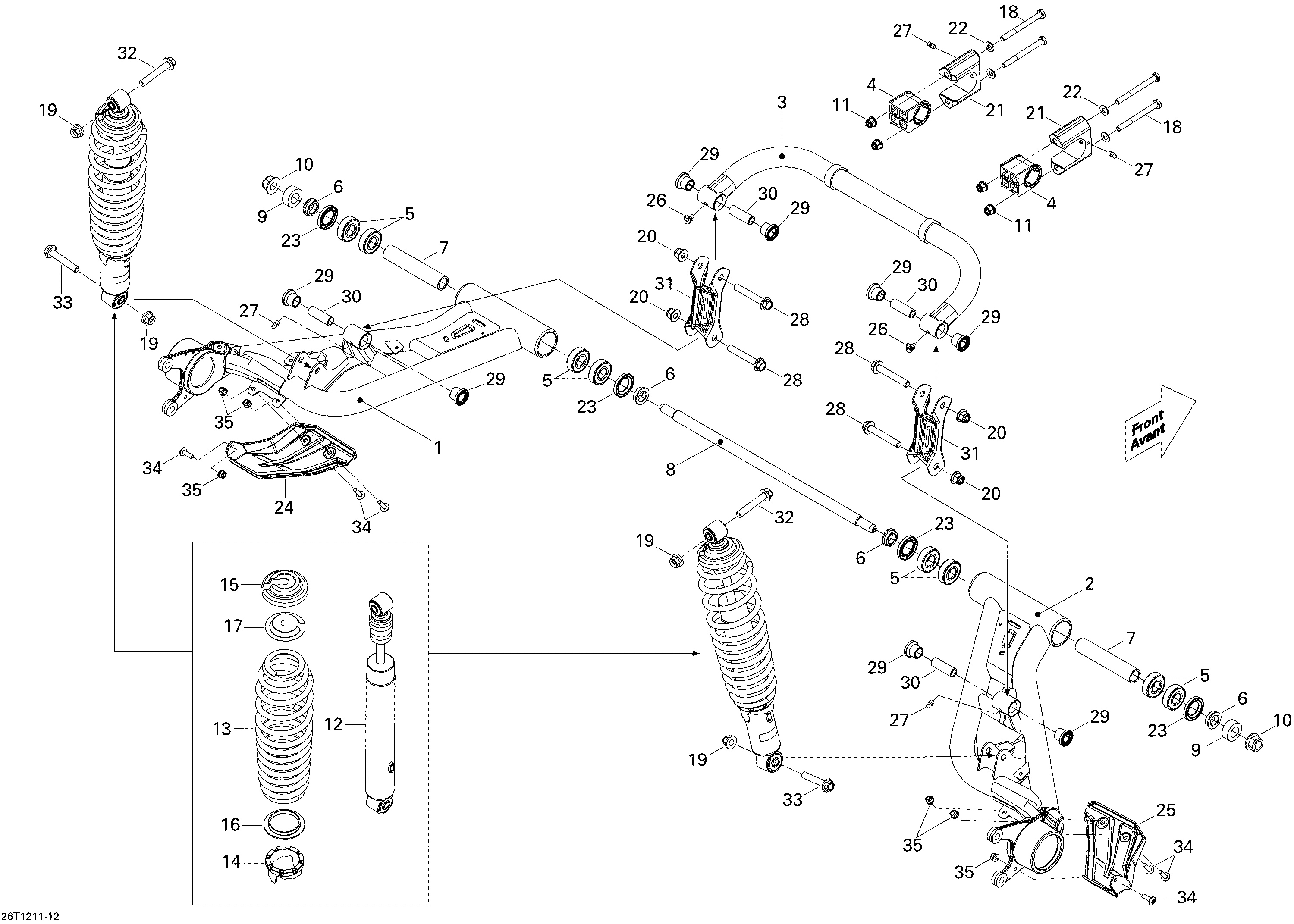08 SUSPENSION ARRIERE POUR OUTLANDER XT JAUNE 2012