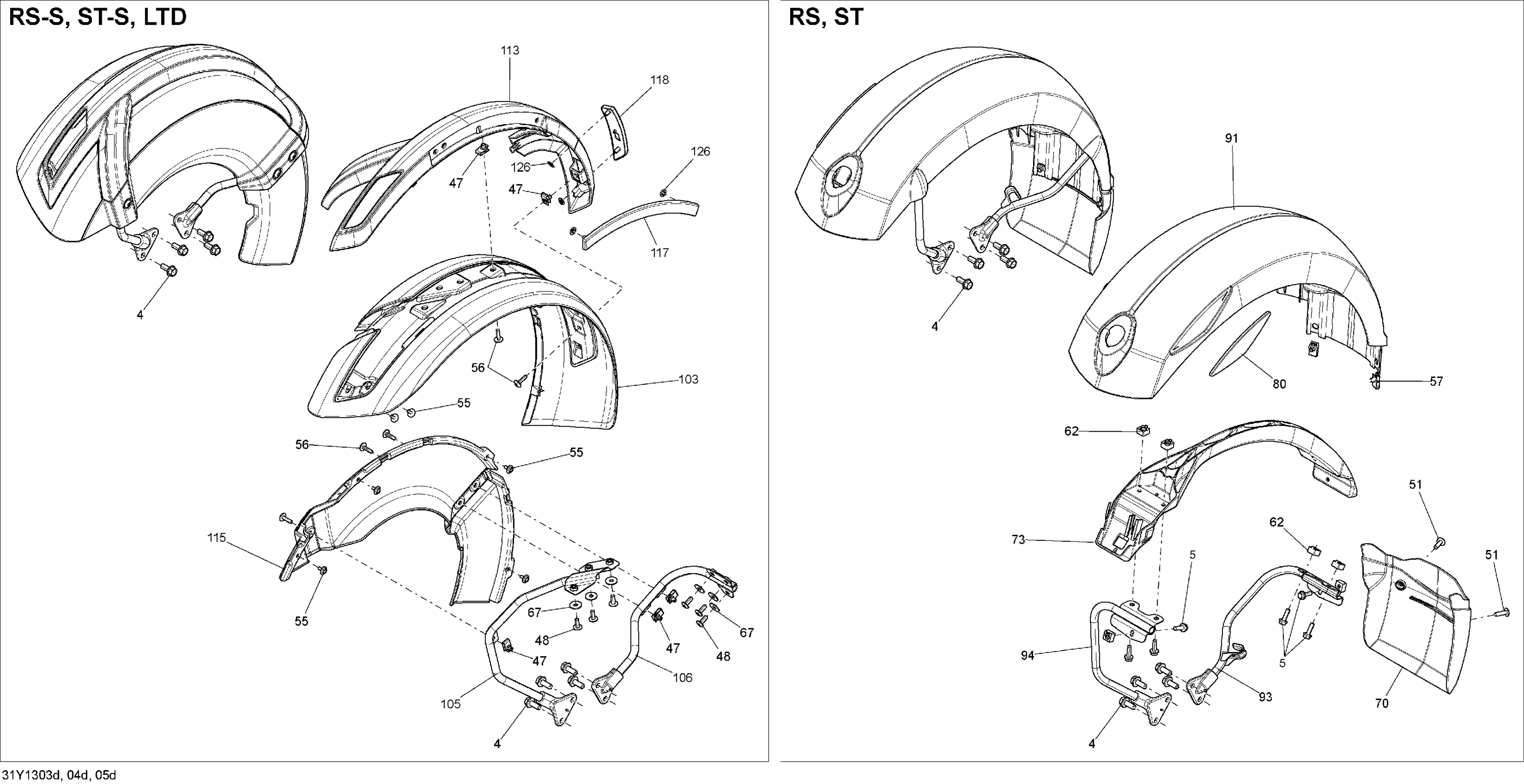 09 CARROSSERIE ET ACCESSOIRES D POUR SPYDER RS S SE5 GREEN 2013
