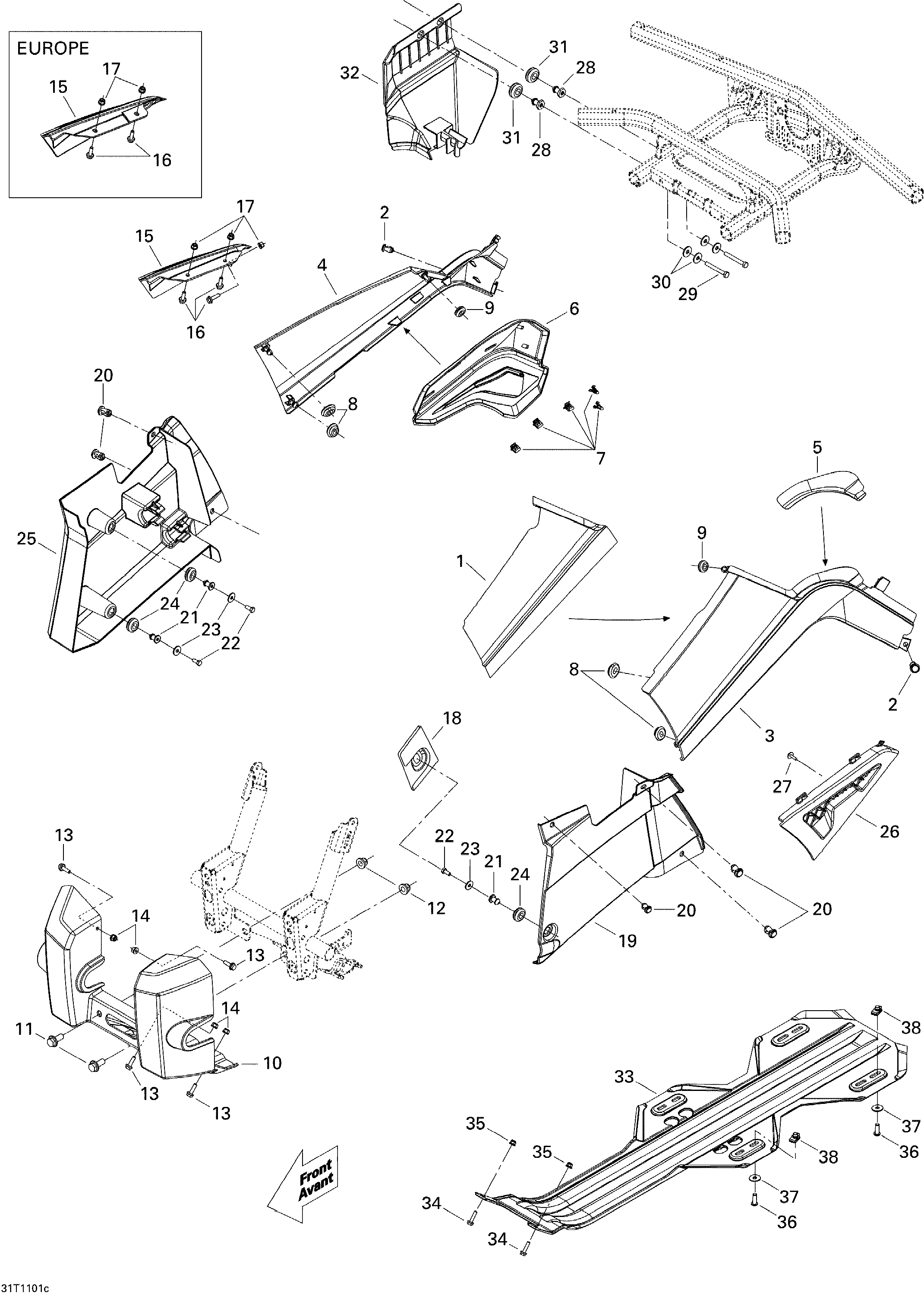 09 CARROSSERIE ET ACCESSOIRES 3 POUR OUTLANDER STD ROUGE 2011