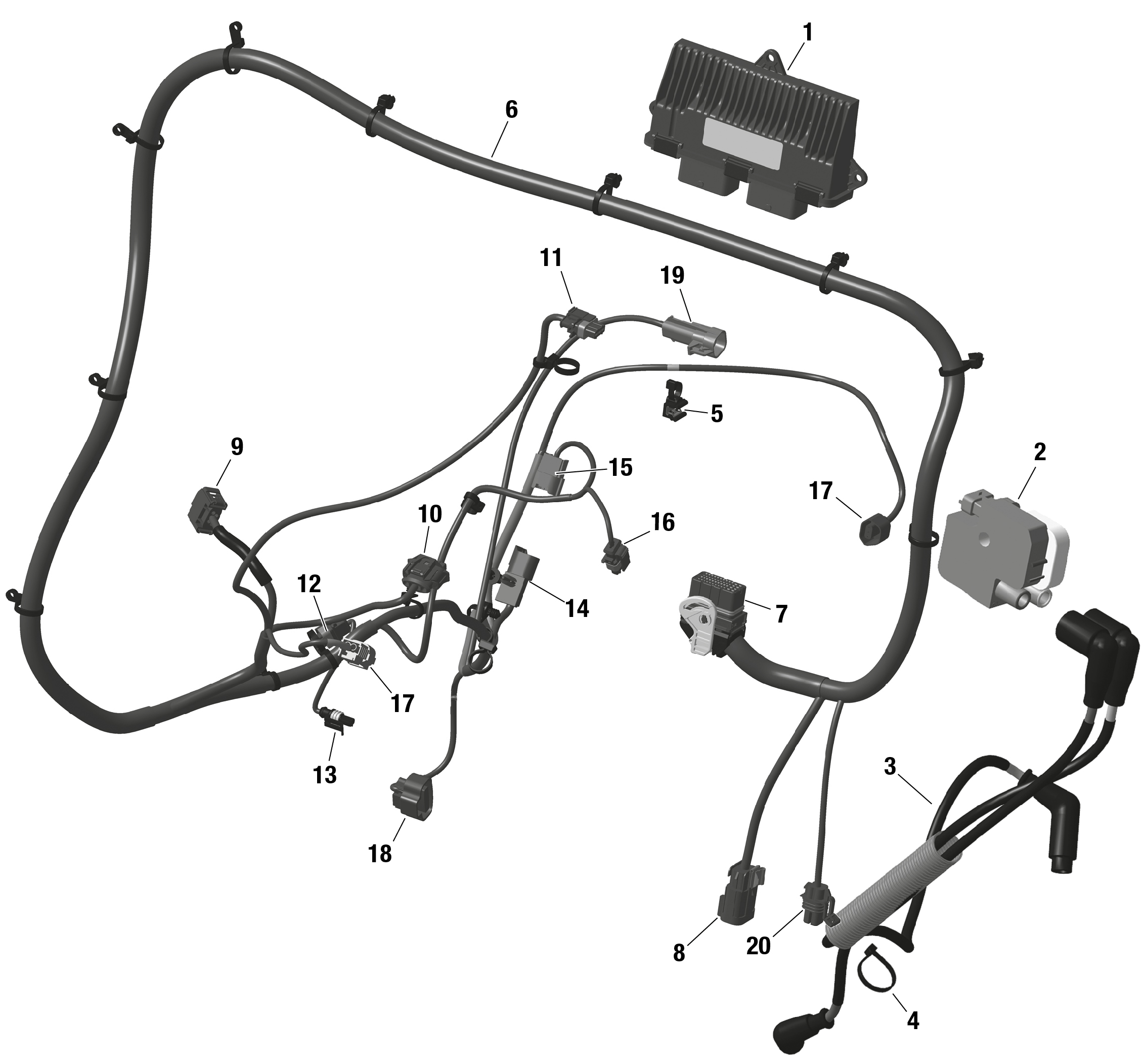 01 ROTAX FAISCEAU MOTEUR ET MODULE ELECTRONIQUE POUR MAVERICK TRAIL 1000 DPS BLEU OXFORD EPANO 2023
