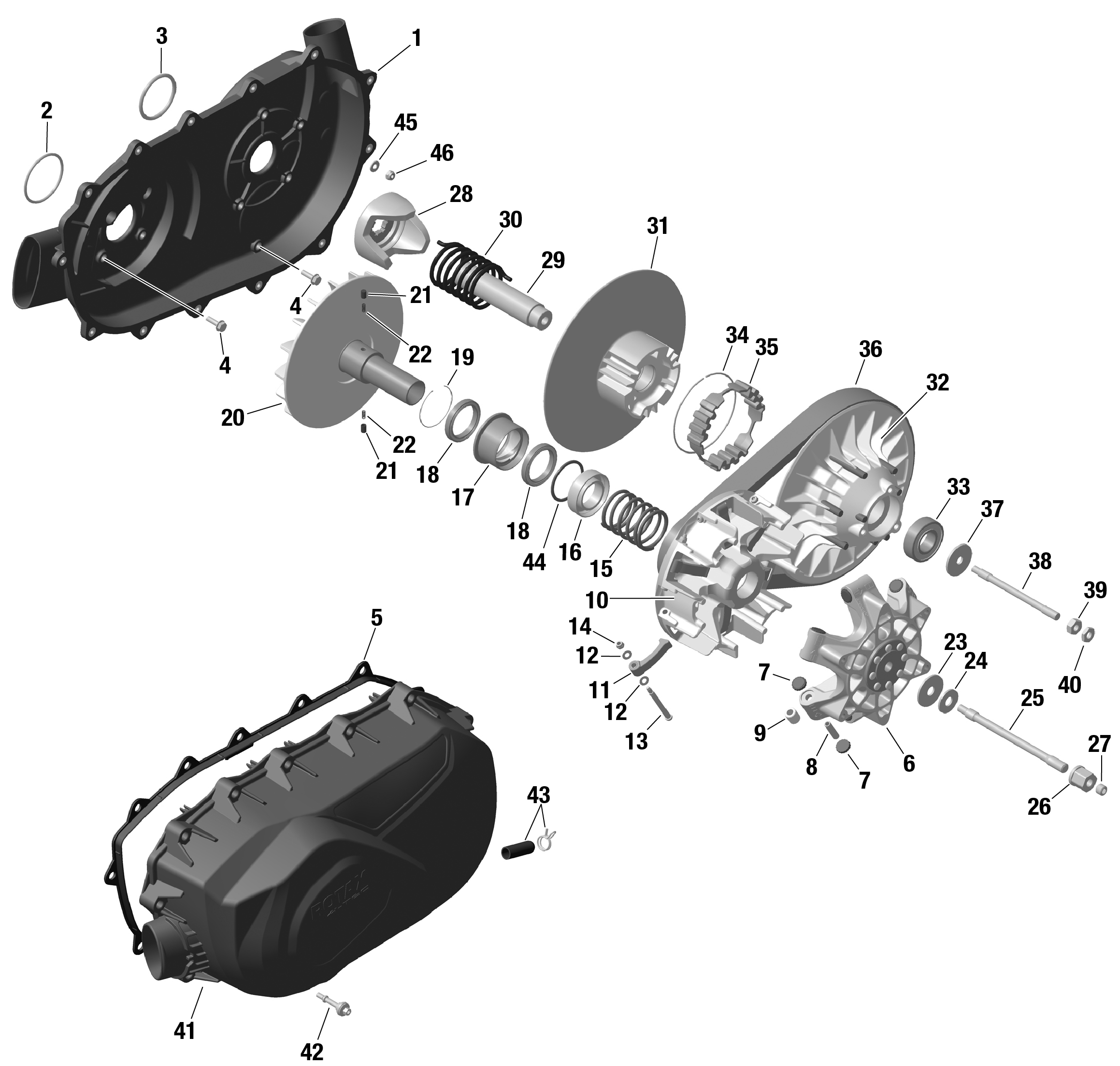 01 ROTAX CVT POUR OUTLANDER 1000R EFI DPS ROUGE VIPERE 2024