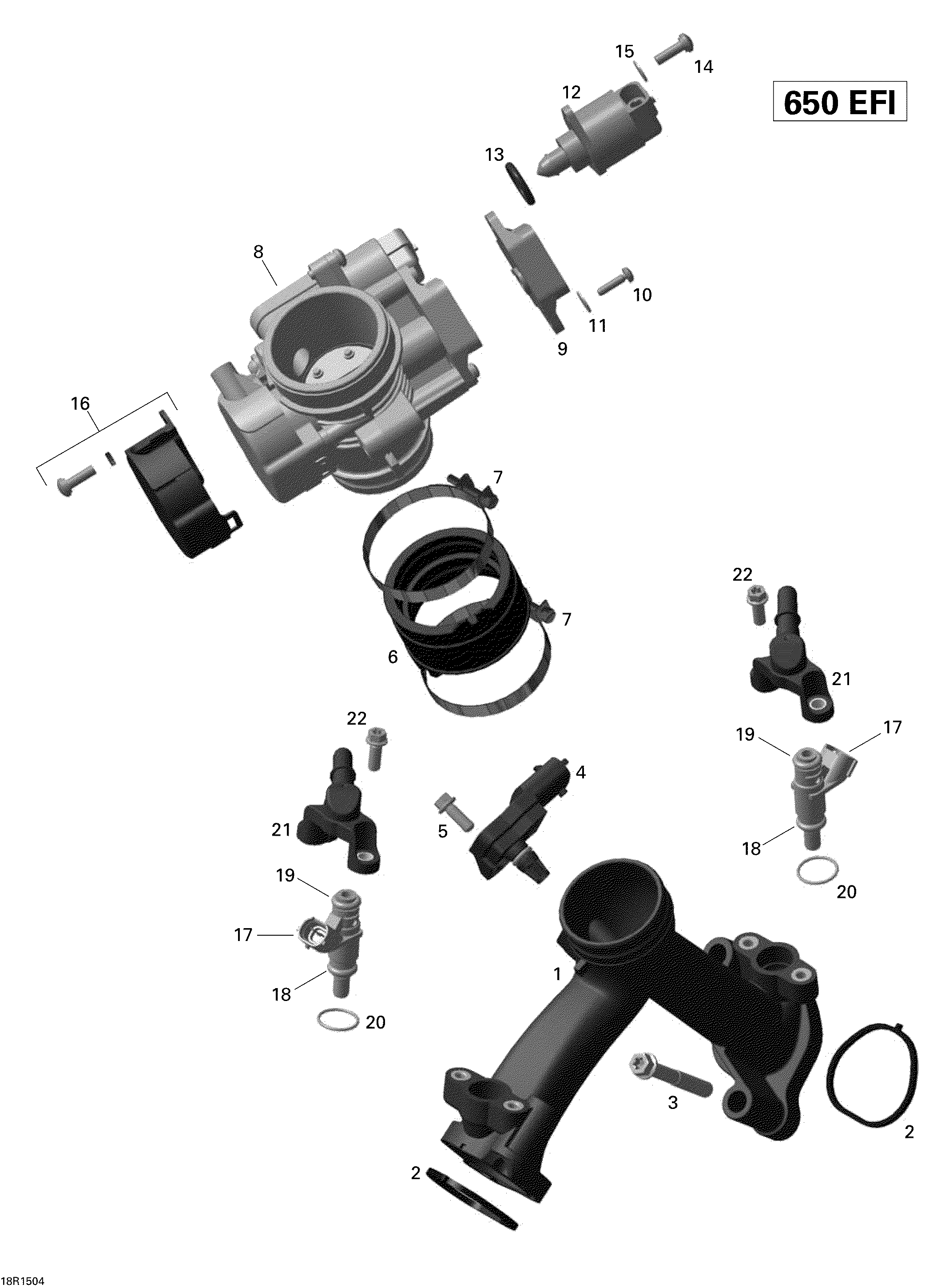 02 COLLECTEUR ADMISSION AIR ET CARTER DE PAPILLON 18R1504 POUR OUTLANDER 6X6 DPS GRIS PLATEFORME 2015