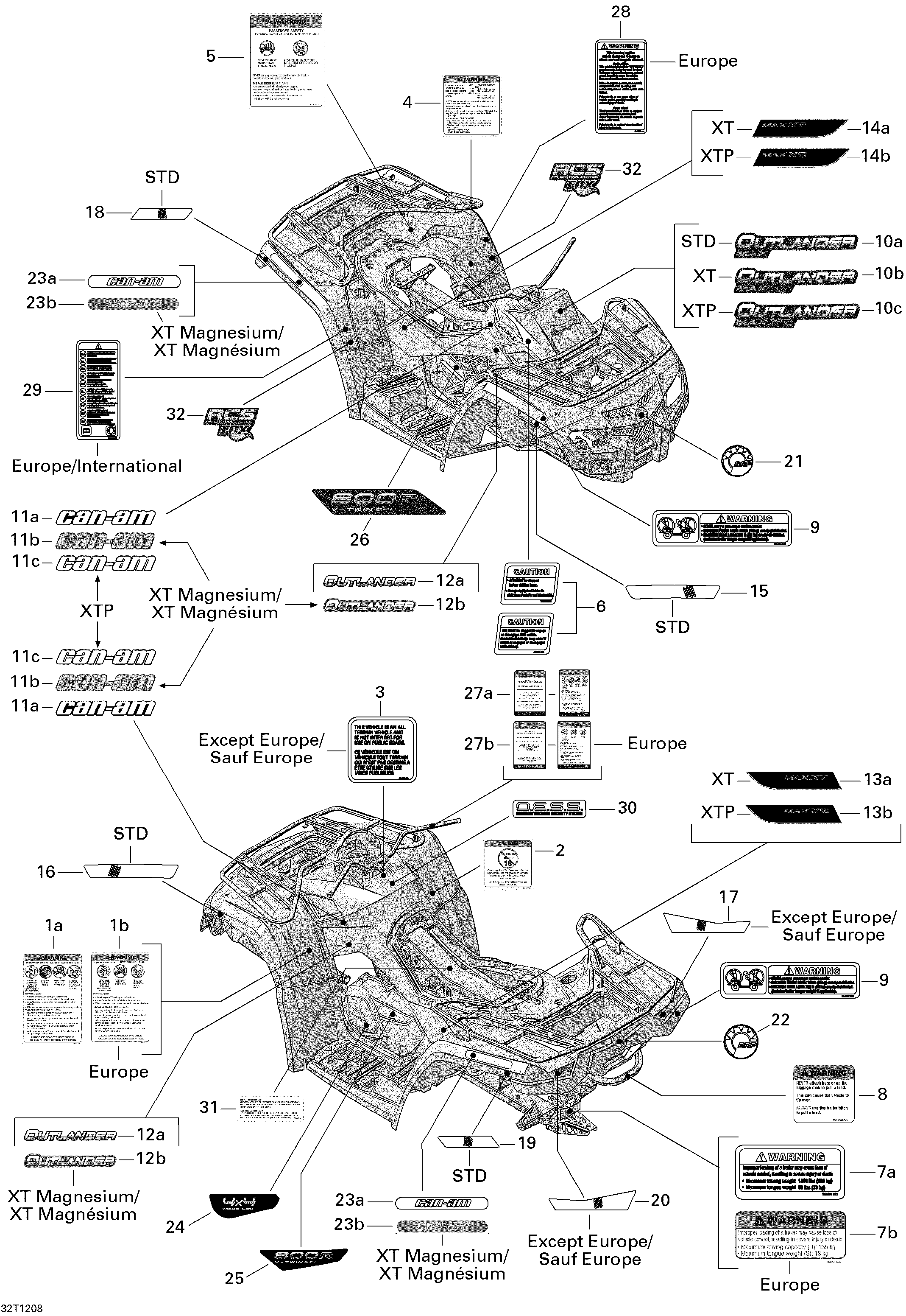 09 KITS DECO POUR OUTLANDER MAX XT JAUNE 2012