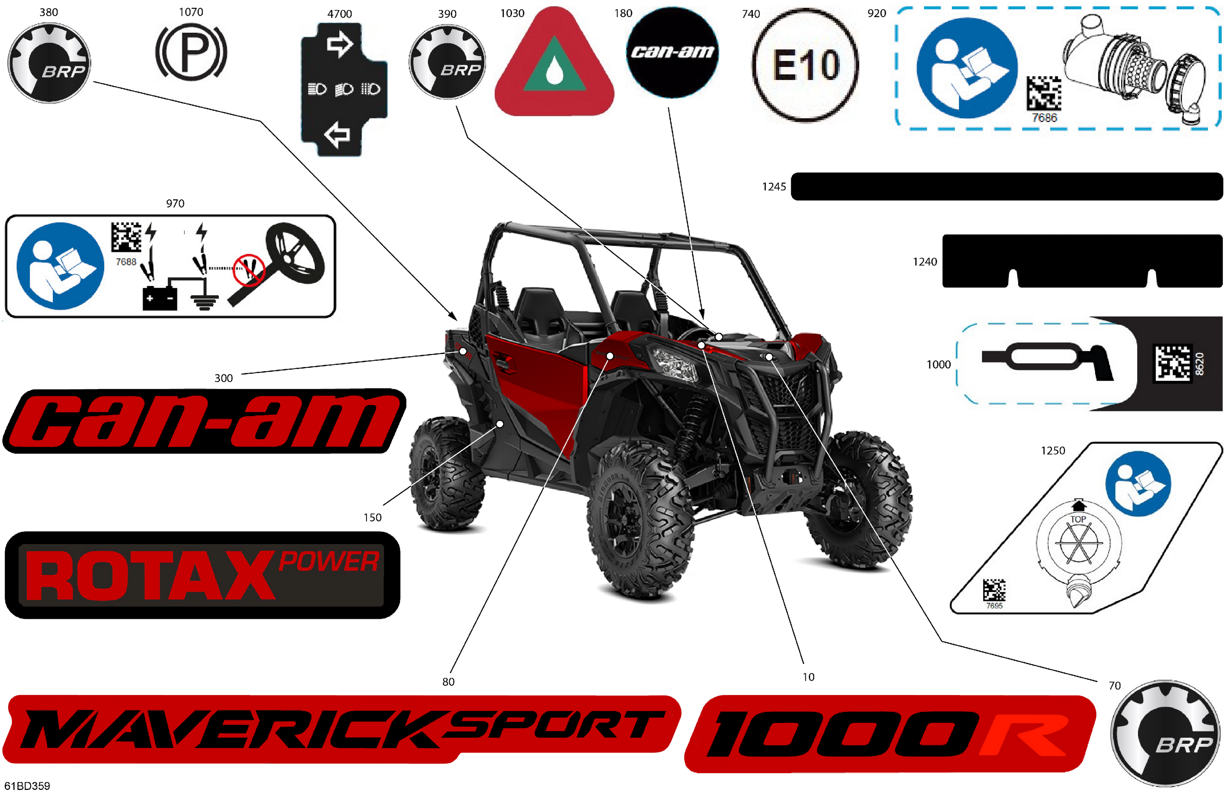 07 CARROSSERIE KITS DECOS POUR MAVERICK MAX SPORT 1000R DPS ROUGE INTENSE 2024