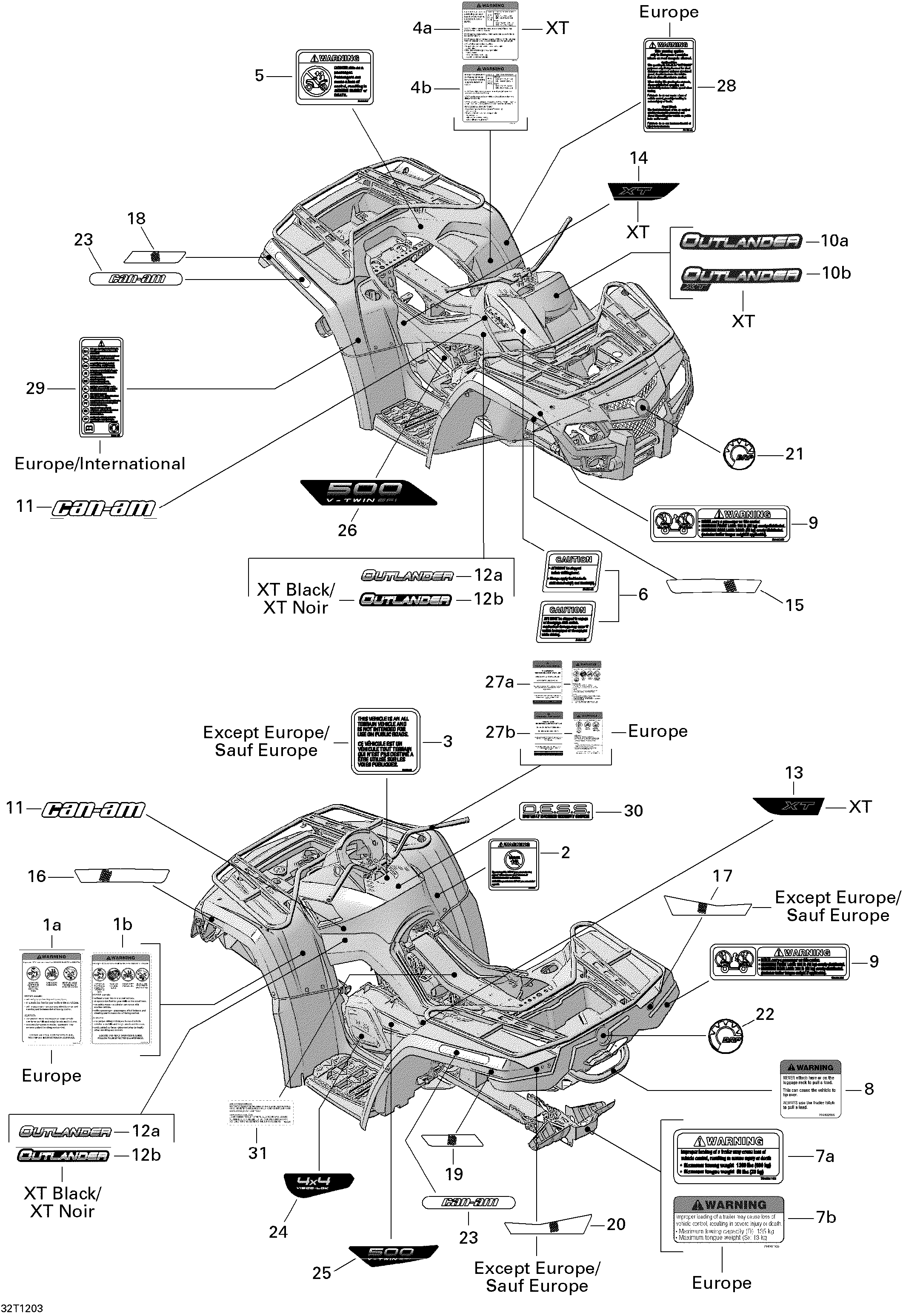 09 KITS DECO POUR OUTLANDER XT JAUNE 2011