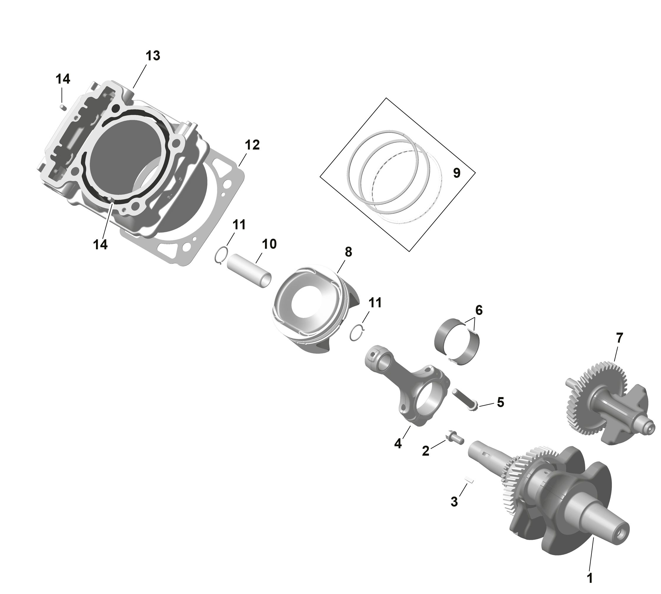 01 ROTAX CYLINDRE POUR OUTLANDER 450 EFI 6X6 XU VERT TUNDRA 2024