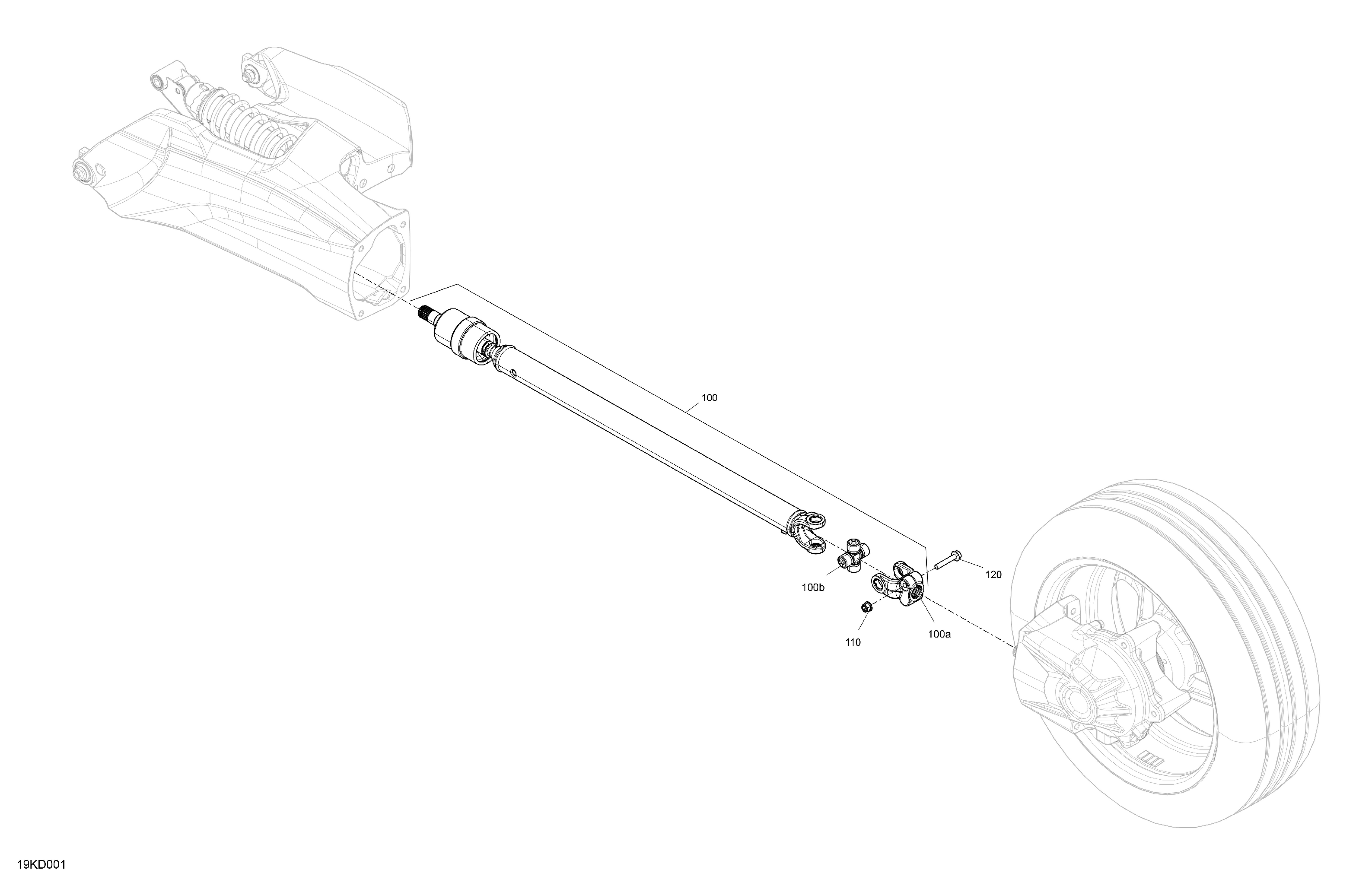 04 ENTRAINEMENT ARRIERE PIECES COMMUNES POUR RYKER 600 ACE CVT DEEP BLACK 2024