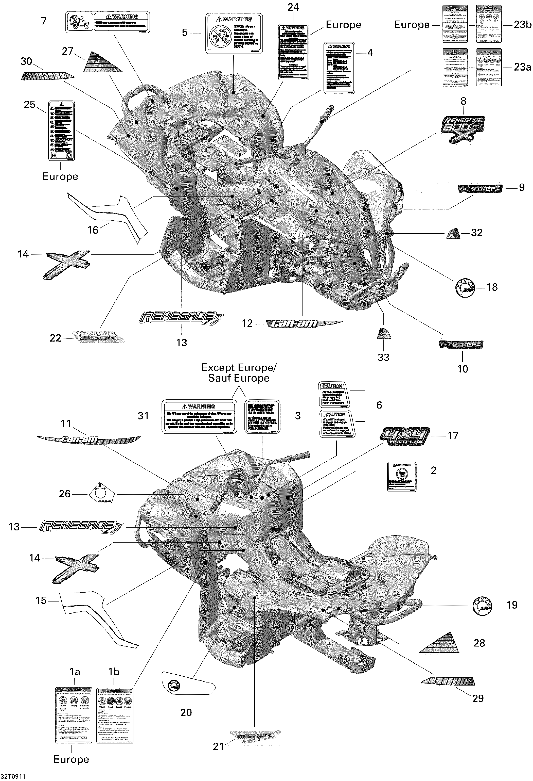 09 KITS DECO POUR RENEGADE X 800R CVT NOIR PROFOND 2009