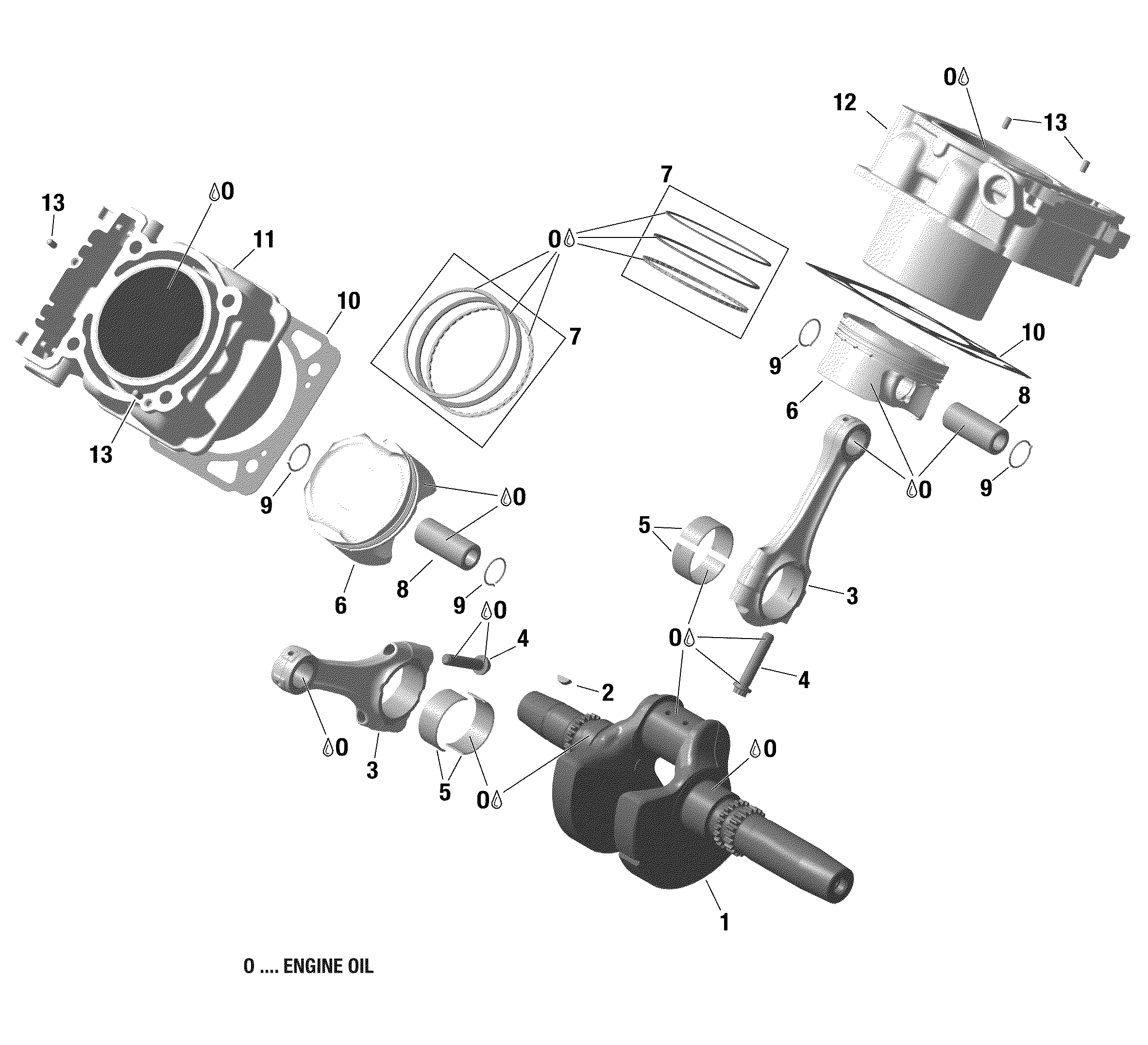 01 ROTAX VILEBREQUIN PISTON ET CYLINDRE POUR OUTLANDER 1000 EFI 6X6 XT VERT ESCADRON 2022