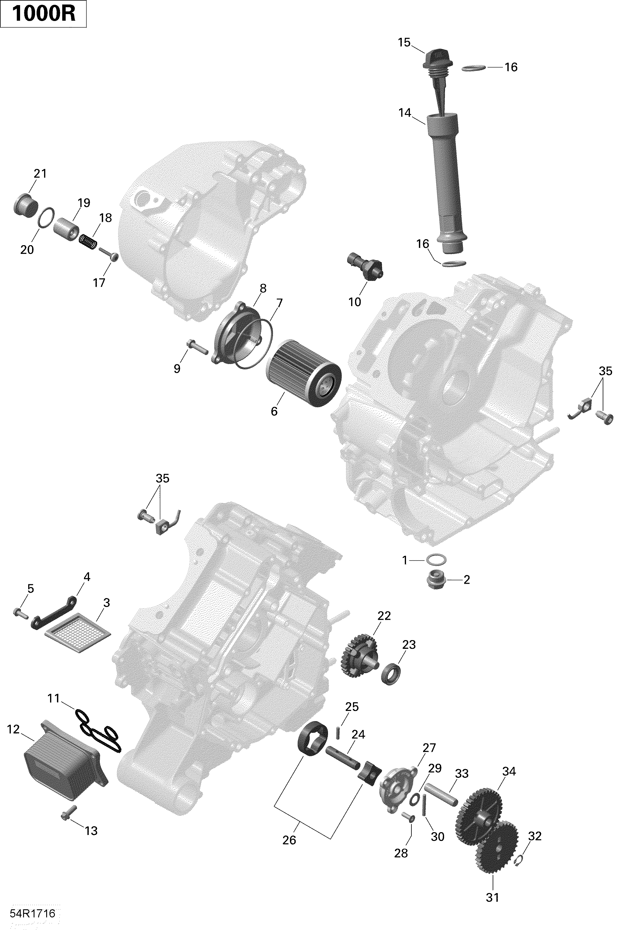01 LUBRIFICATION DU MOTEUR 1000R POUR COMMANDER 1000R LTD GRIS ASPHALTE 2020