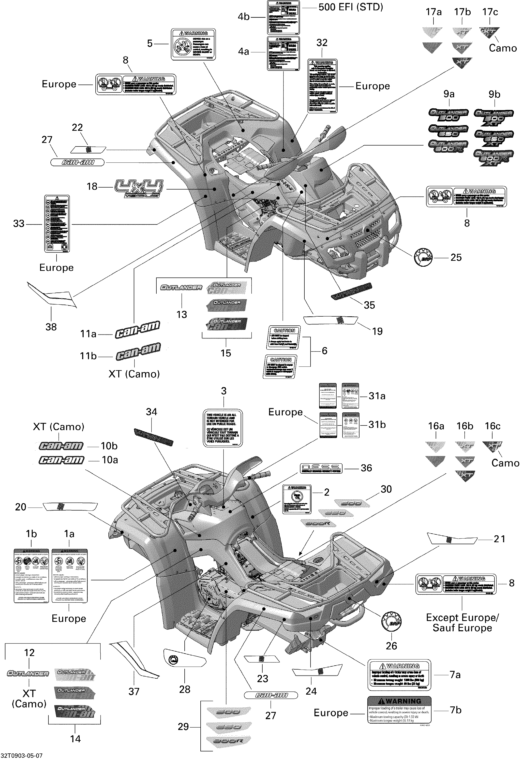 09 KITS DECO XT POUR OUTLANDER STD 650 EFI CVT ROUGE VIPERE 2009