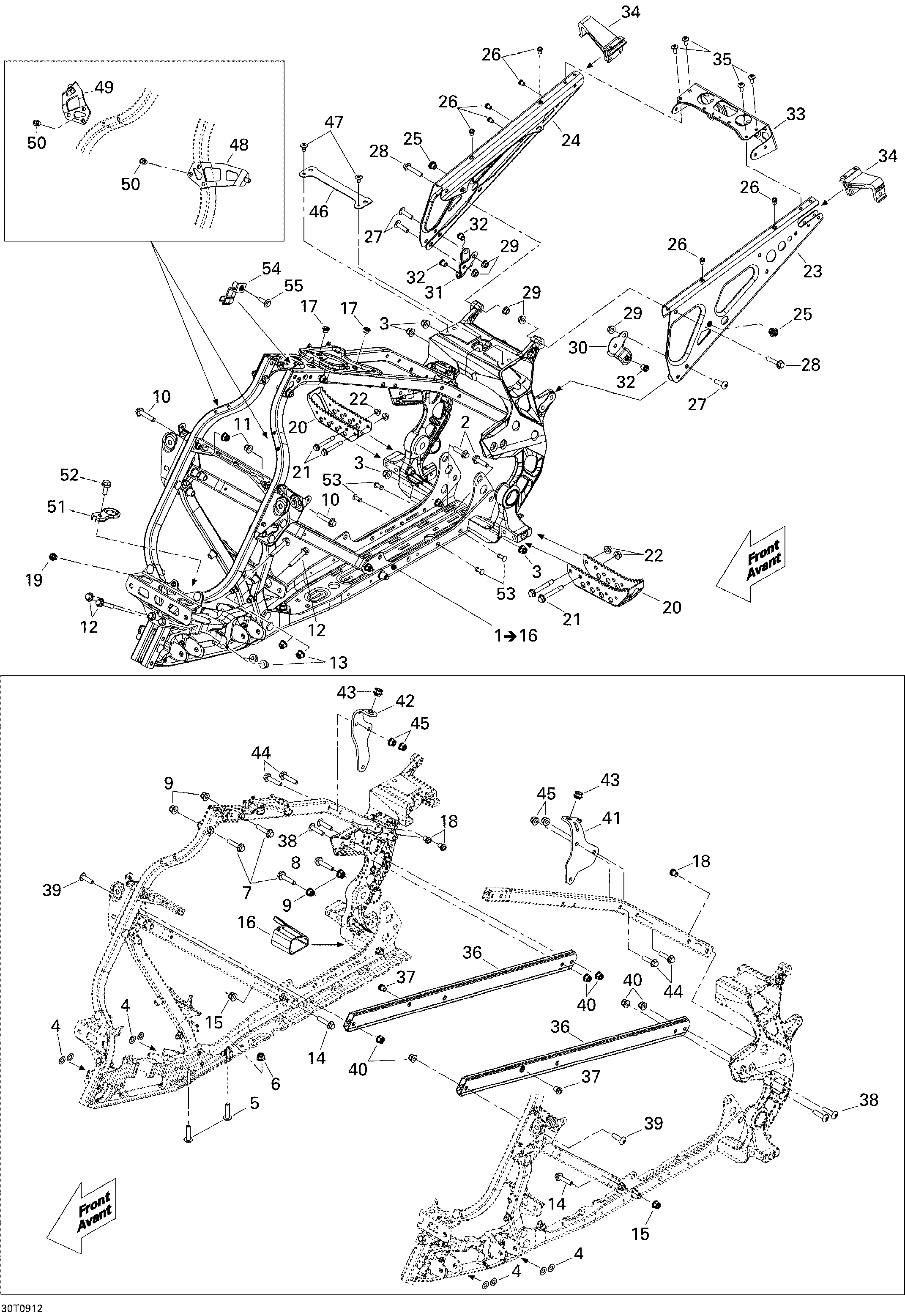 09 CHASSIS POUR DS 2X4 STD 450 EFI 5SP BLANC 2009
