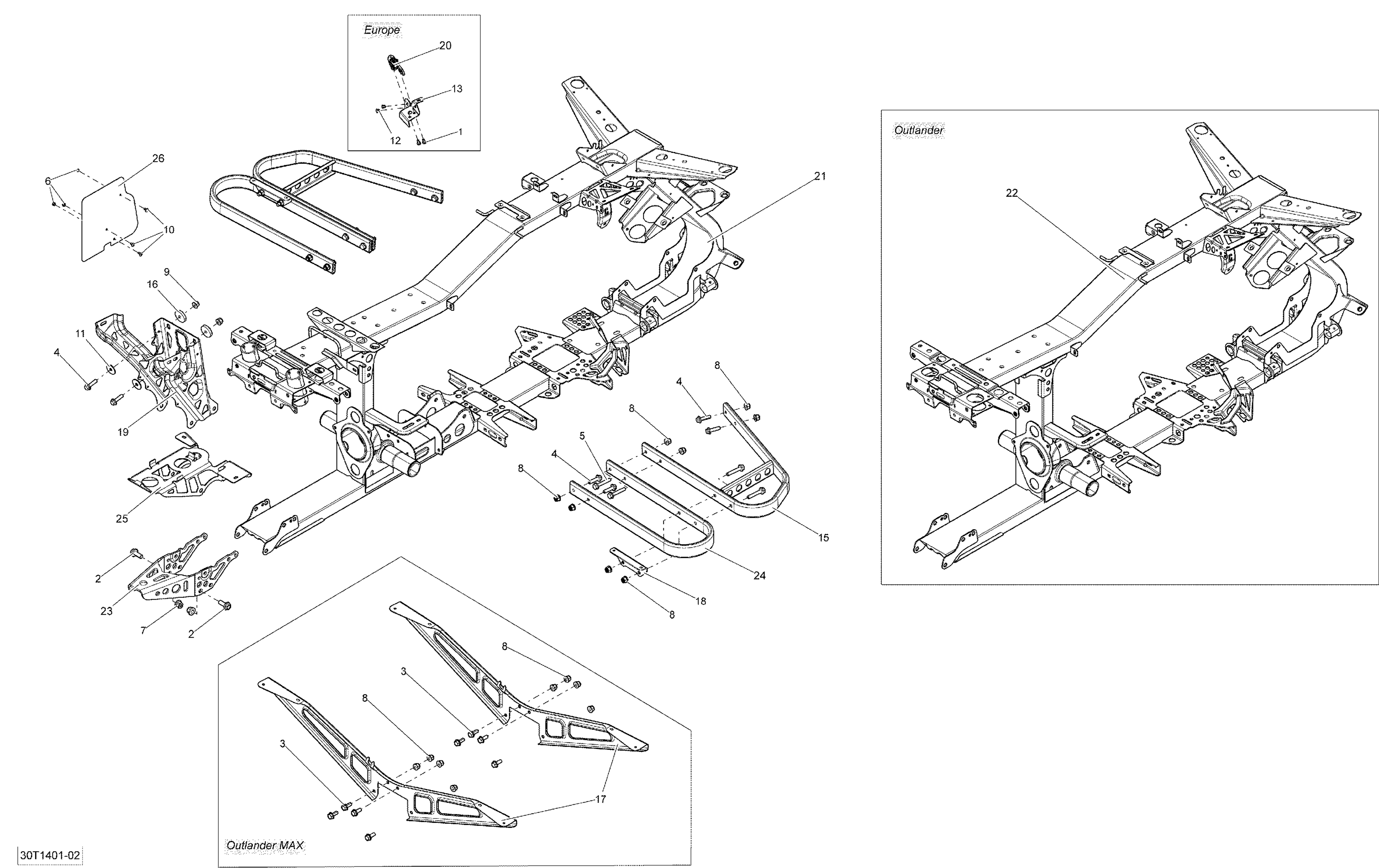 09 CHASSIS POUR OUTLANDER MAX STD ROUGE 2014