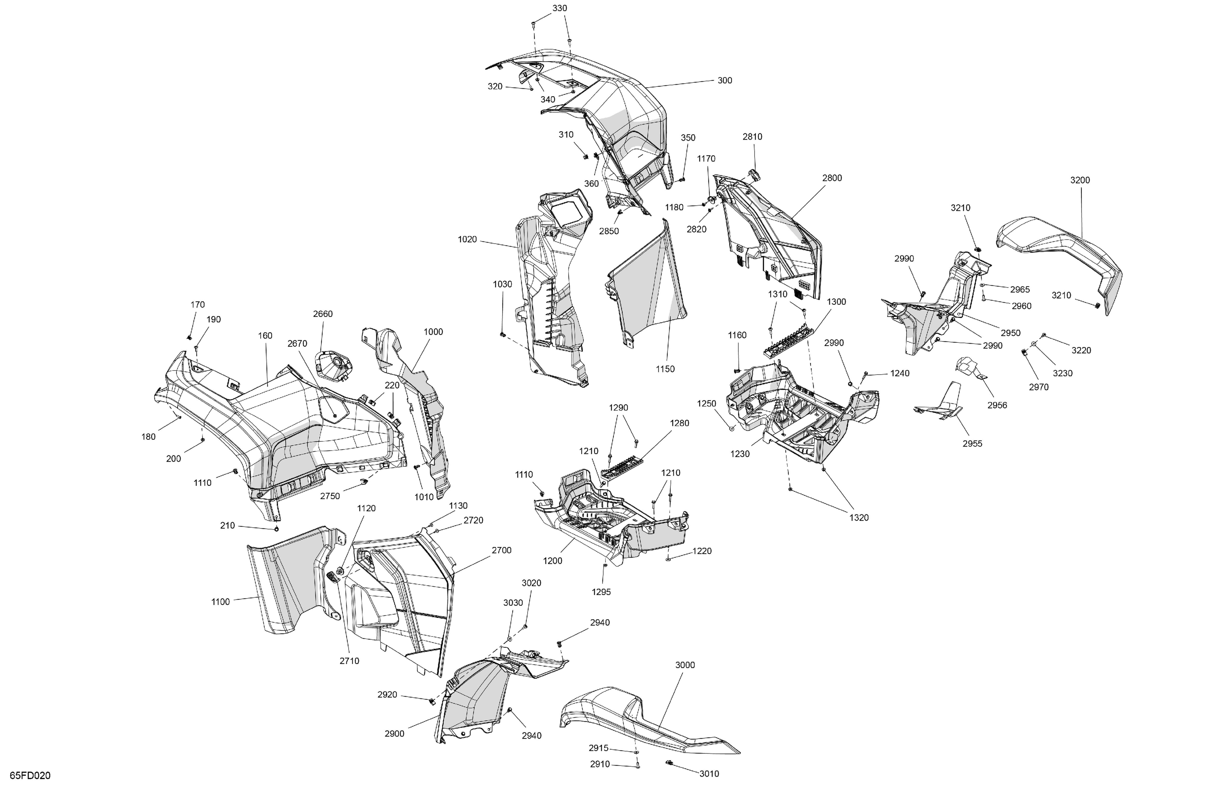 07 CARROSSERIE KIT GARDE BOUE POUR OUTLANDER 500 DPS GRIS GRANITE 2024
