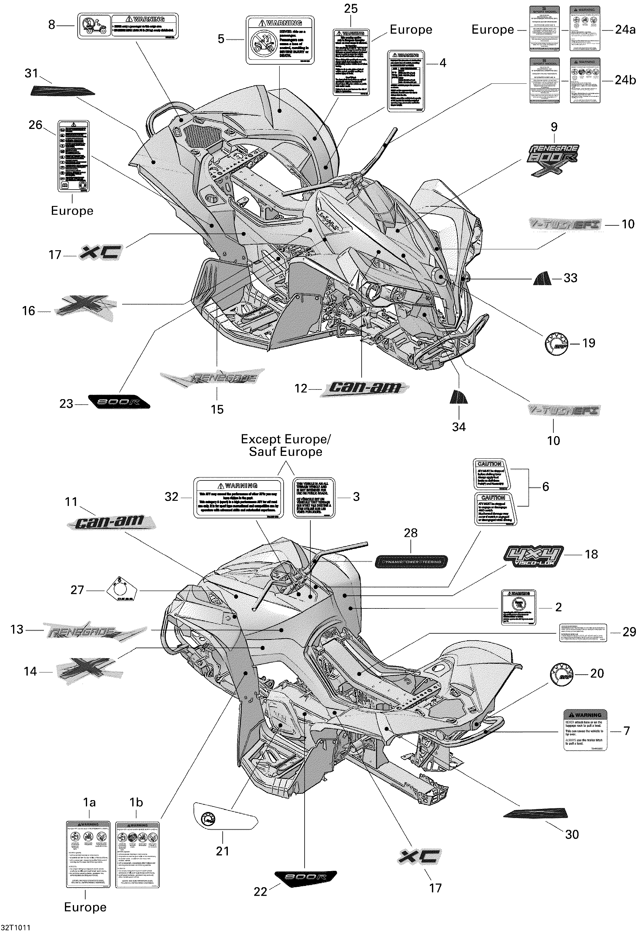 09 KITS DECO POUR RENEGADE XXC 800R EFI NOIR PROFOND 2010
