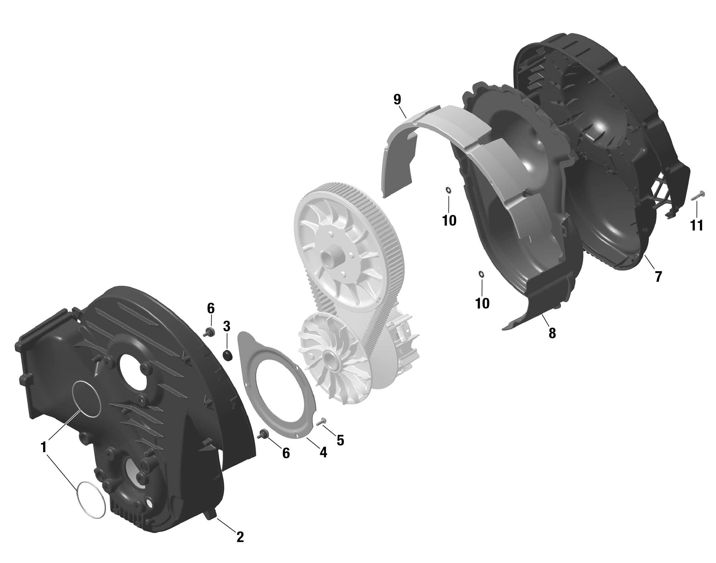 01 ROTAX COUVERCLE CVT POUR RYKER 600 ACE CVT BLACK 2023