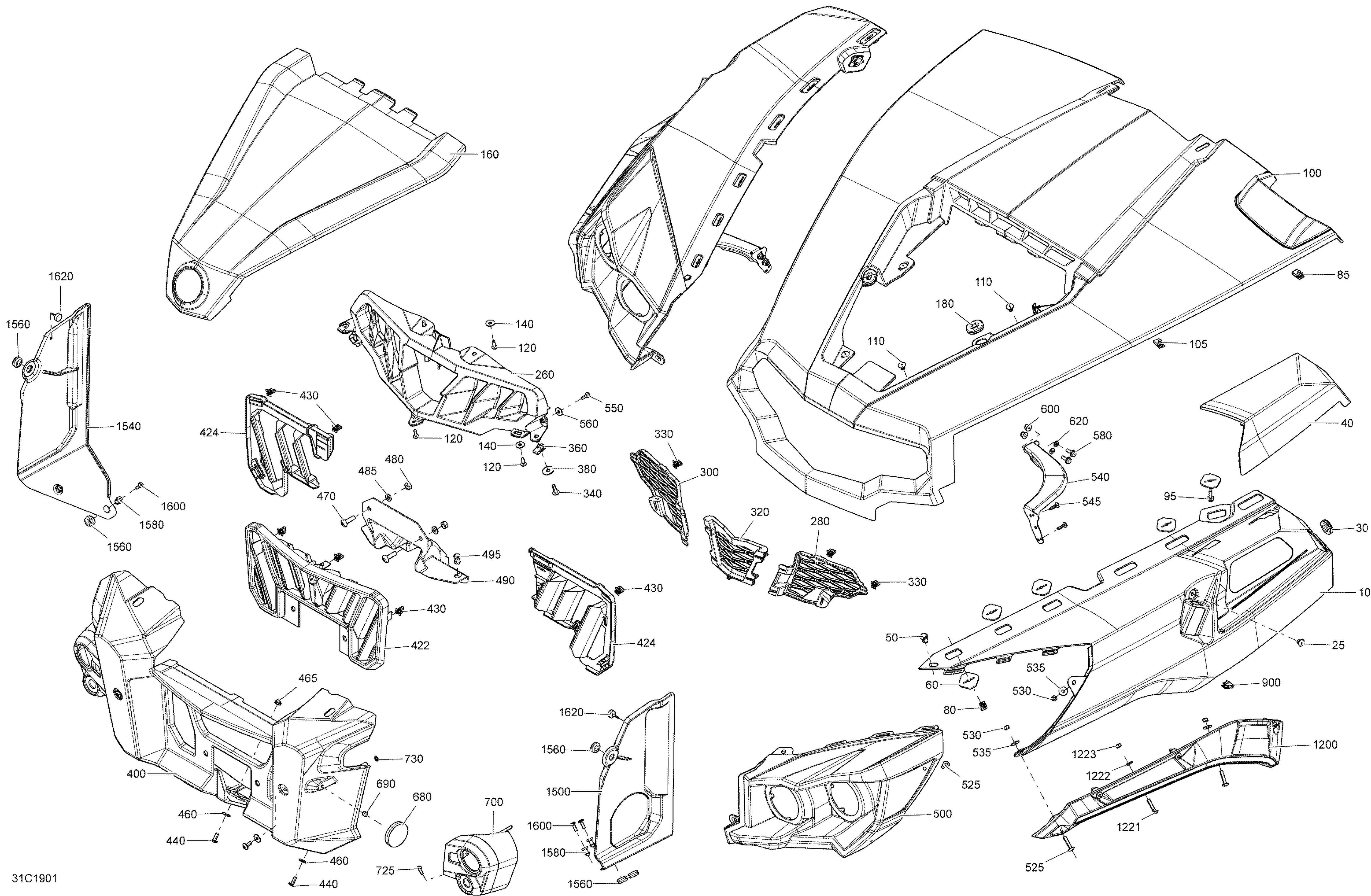 09 CARROSSERIE ET ACCESSOIRES SECTION AVANT VERT ESCADRON POUR COMMANDER 1000R LTD NOIR ETERNEL 2019