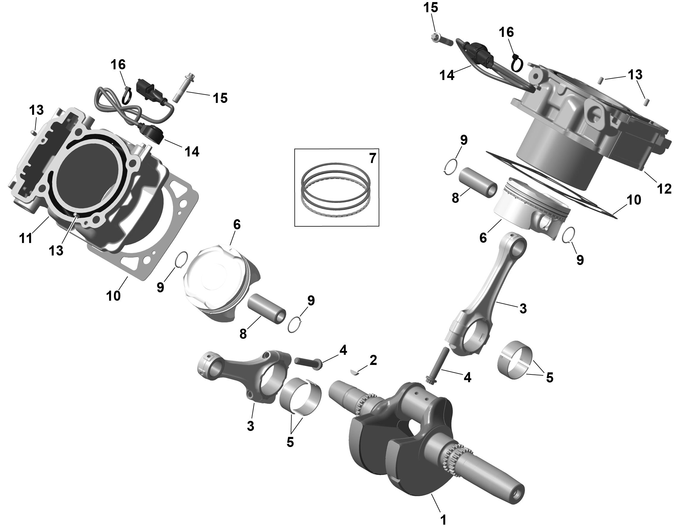 01 ROTAX VILEBREQUIN PISTONS ET CYLINDRE POUR OUTLANDER 1000R EFI DPS ROUGE VIPERE 2024