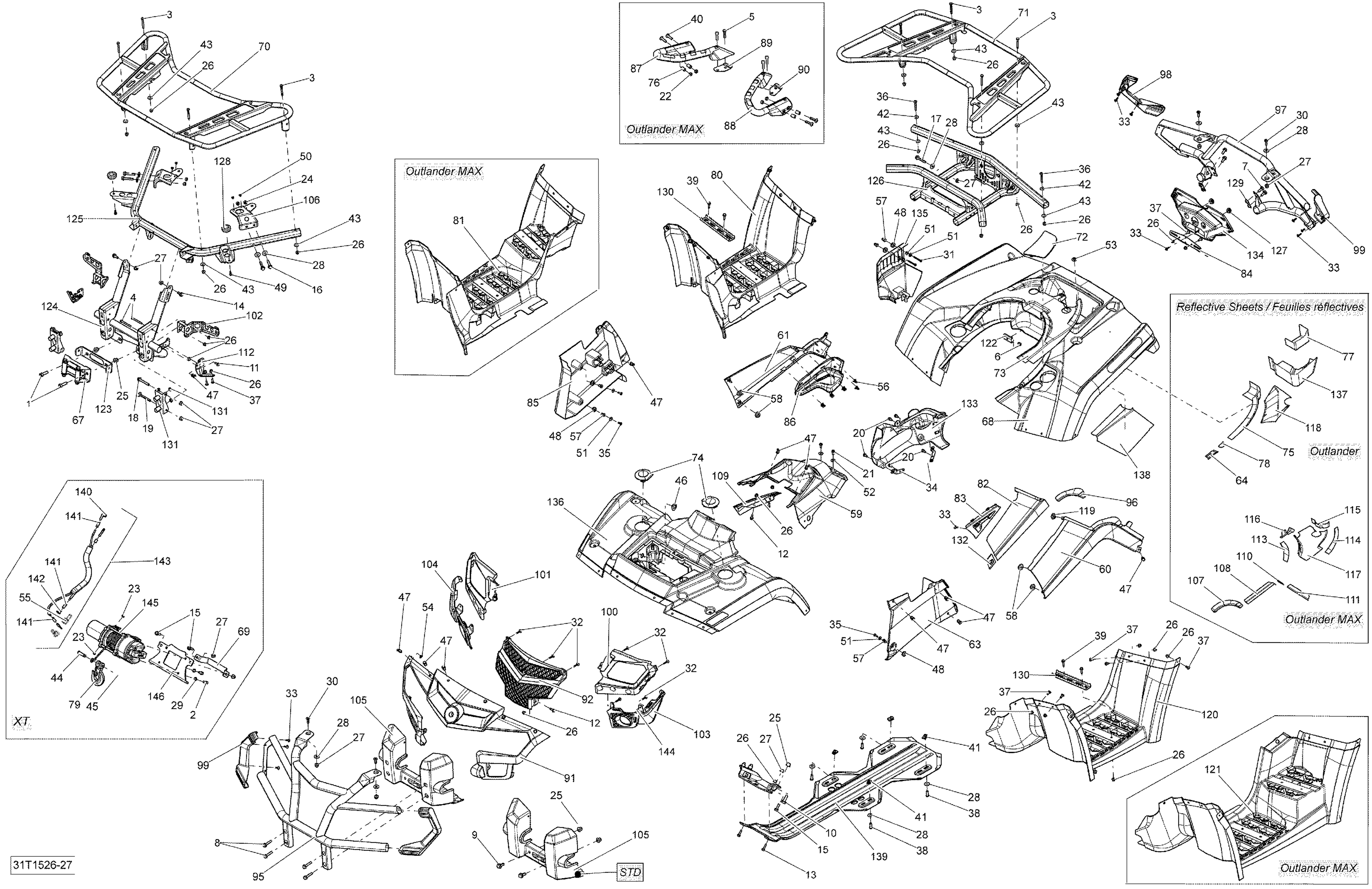 09 CARROSSERIE ET ACCESSOIRES 31T1526 POUR OUTLANDER MAX STD ROUGE 2015