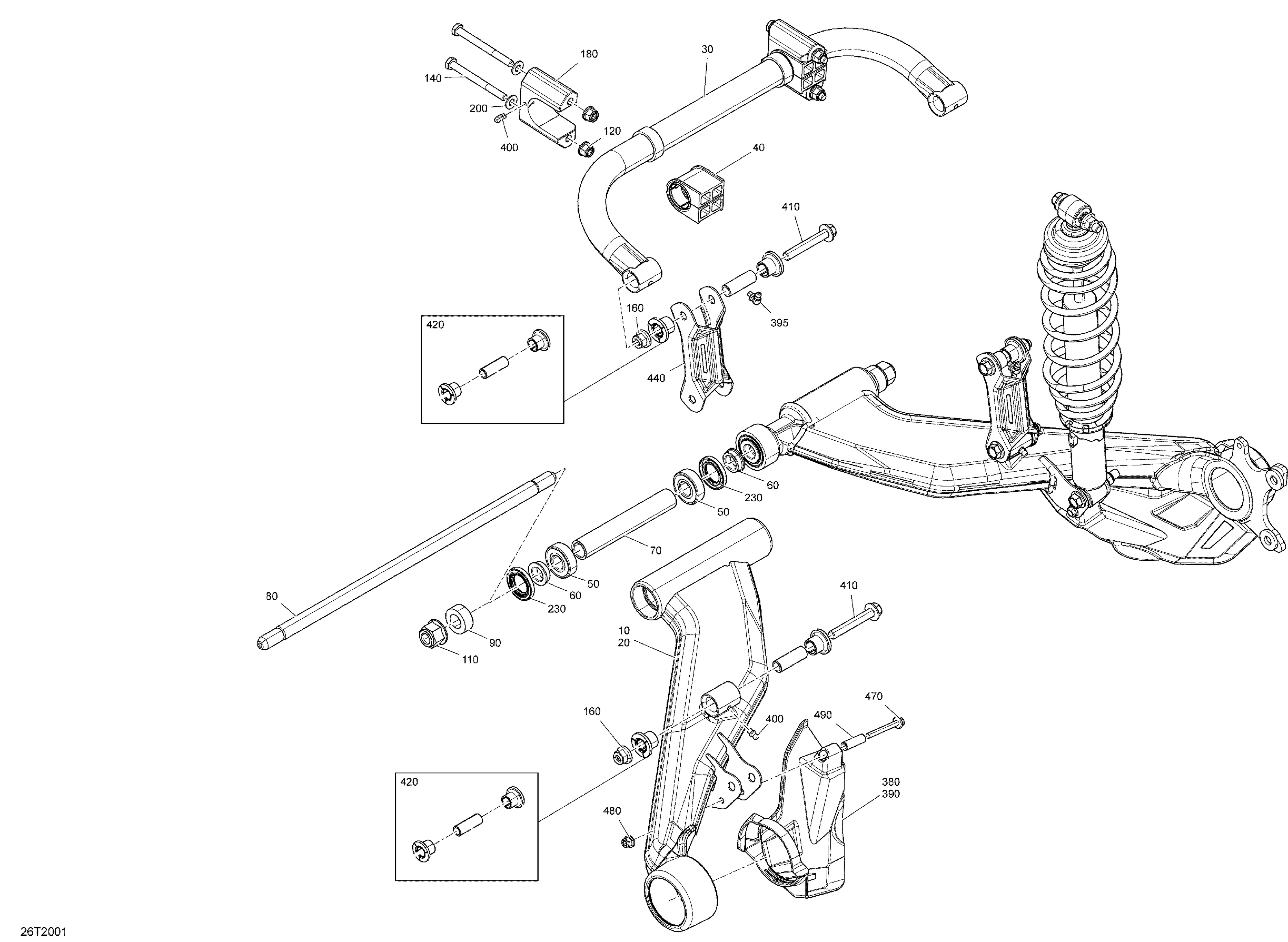 08 AMORTISSEURS SUSPENSION ARRIERE POUR OUTLANDER 450 EFI DPS ORANGE 2020