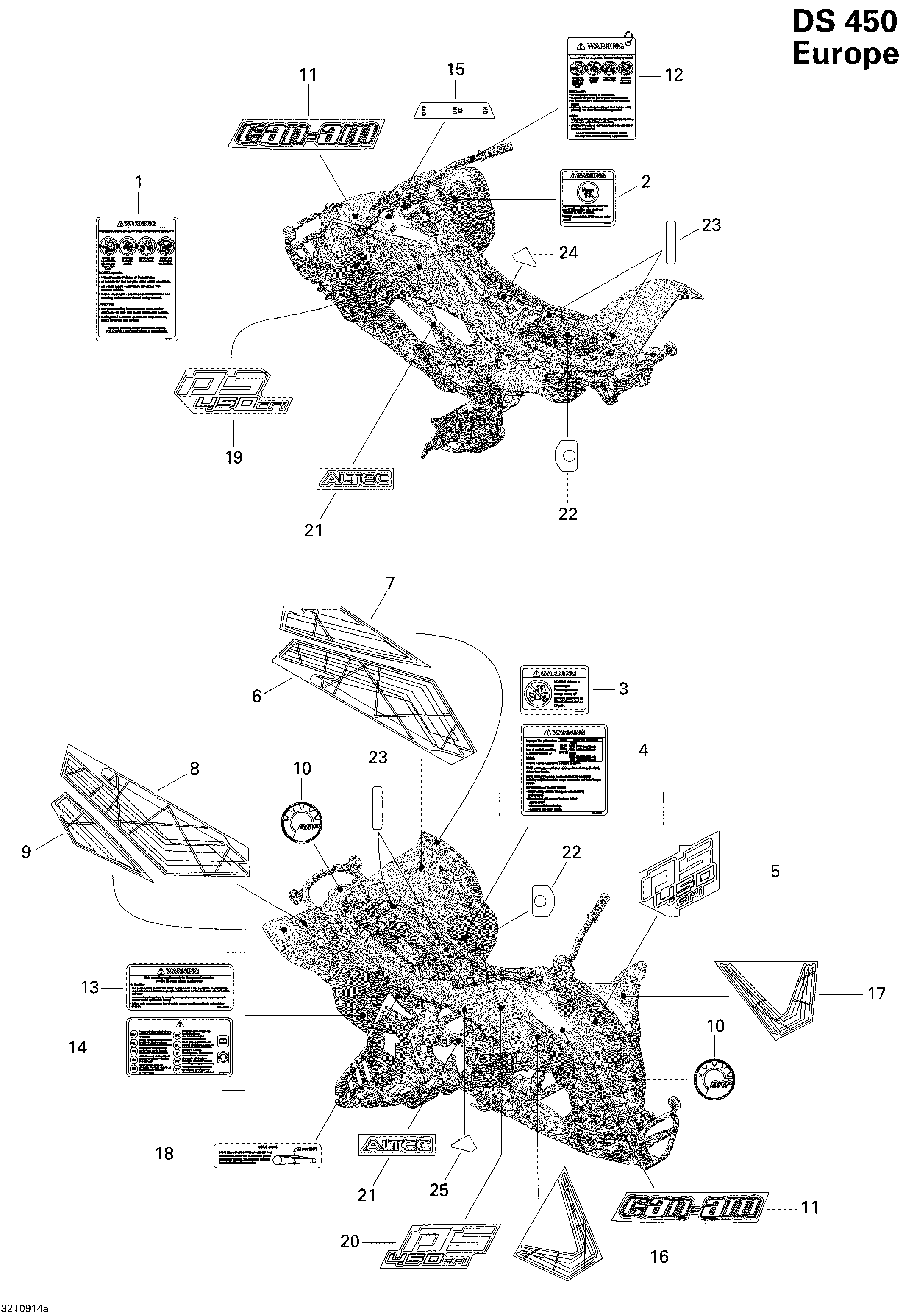 09 KITS DECO POUR DS 2X4 STD 450 EFI 5SP JAUNE 2009