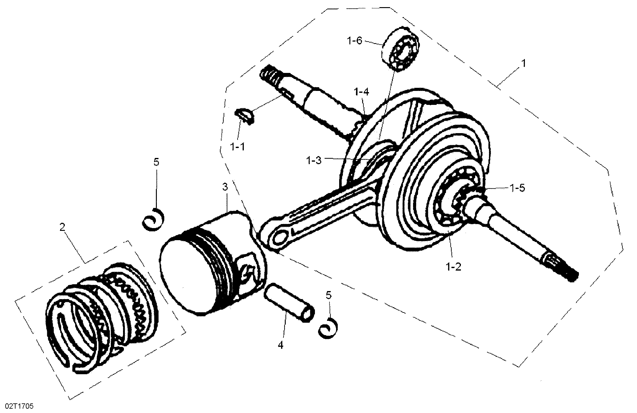 01 VILEBREQUIN ET PISTONS POUR DS 2X4 90 CVT STD ROUGE 2019