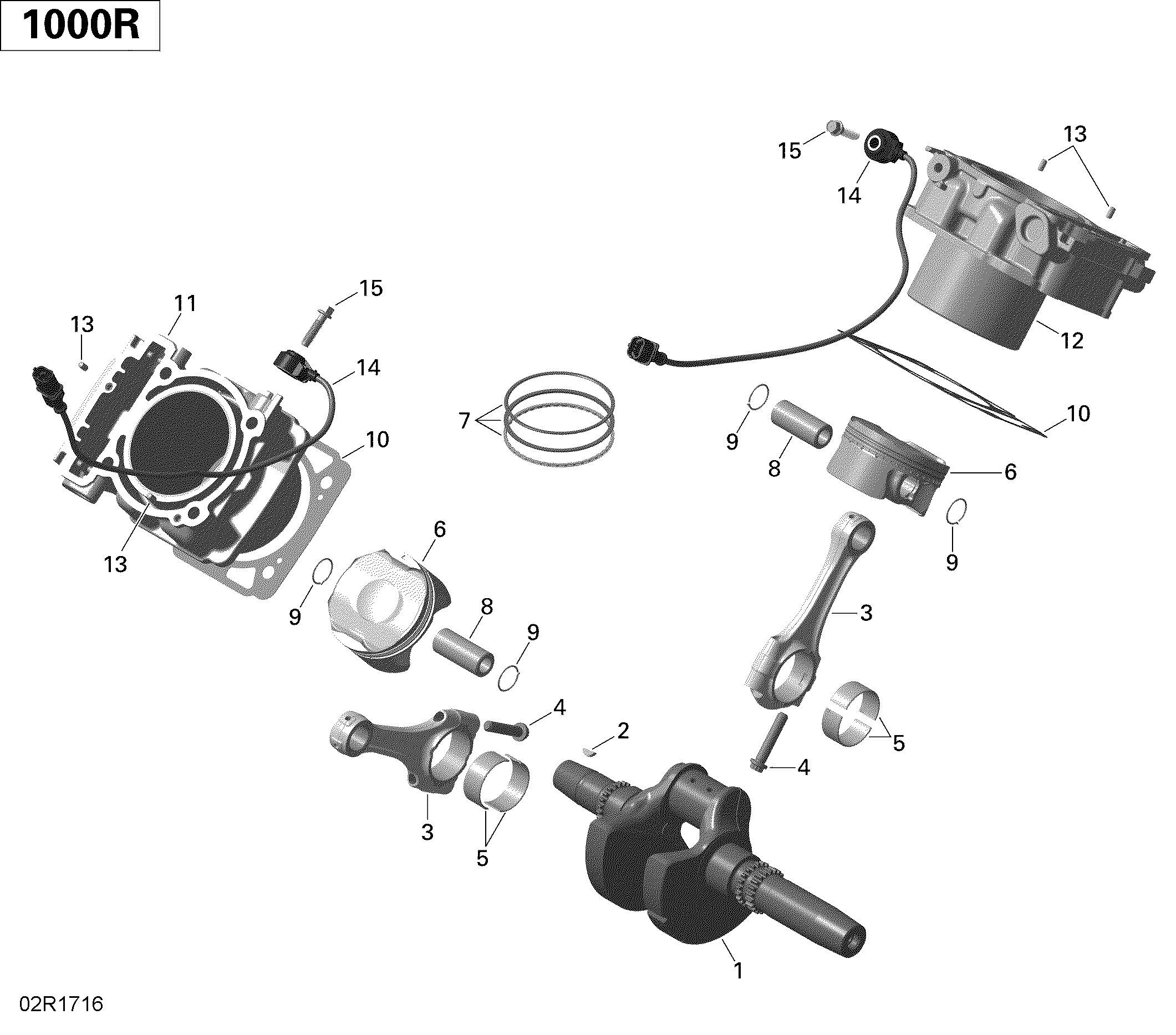 01 VILEBREQUIN PISTON ET CYLINDRE 1000R POUR COMMANDER 1000R LTD GRIS ASPHALTE 2020