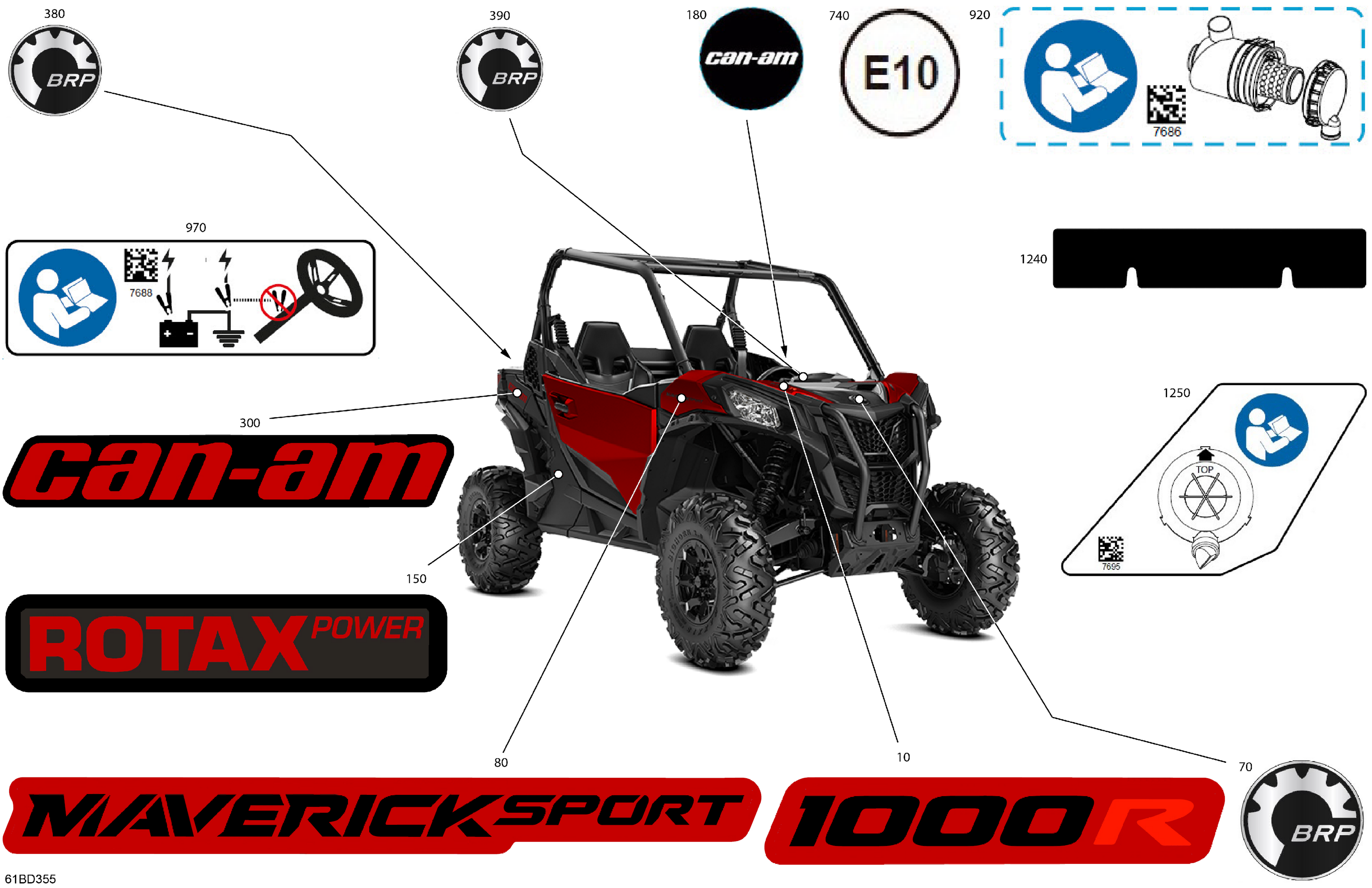 07 CARROSSERIE KITS DECOS POUR MAVERICK SPORT 1000R DPS ROUGE INTENSE 2024