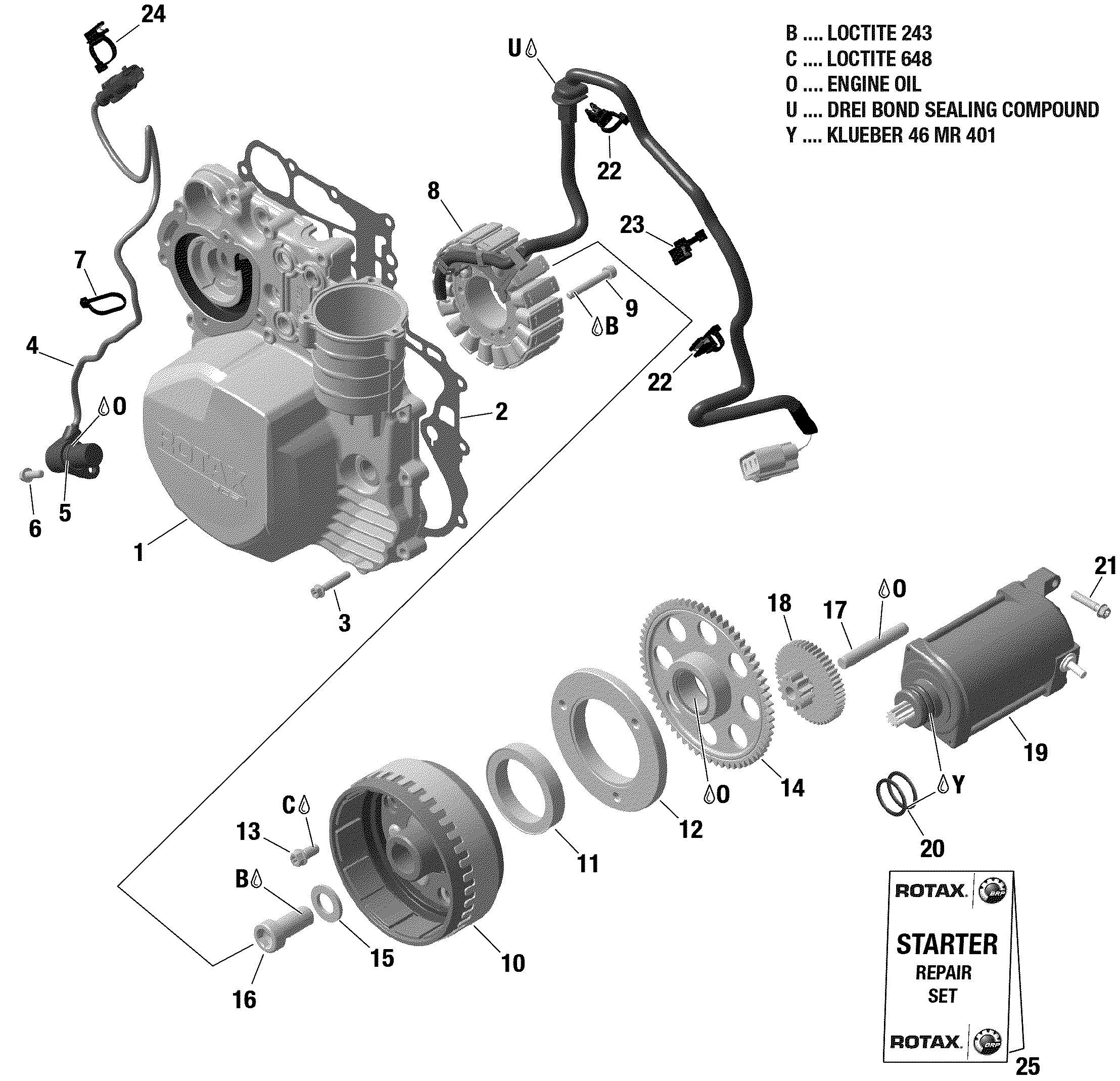 01 ROTAX MAGNETO DEMARREUR 900 ACE POUR RYKER 900 ACE CVT 2019