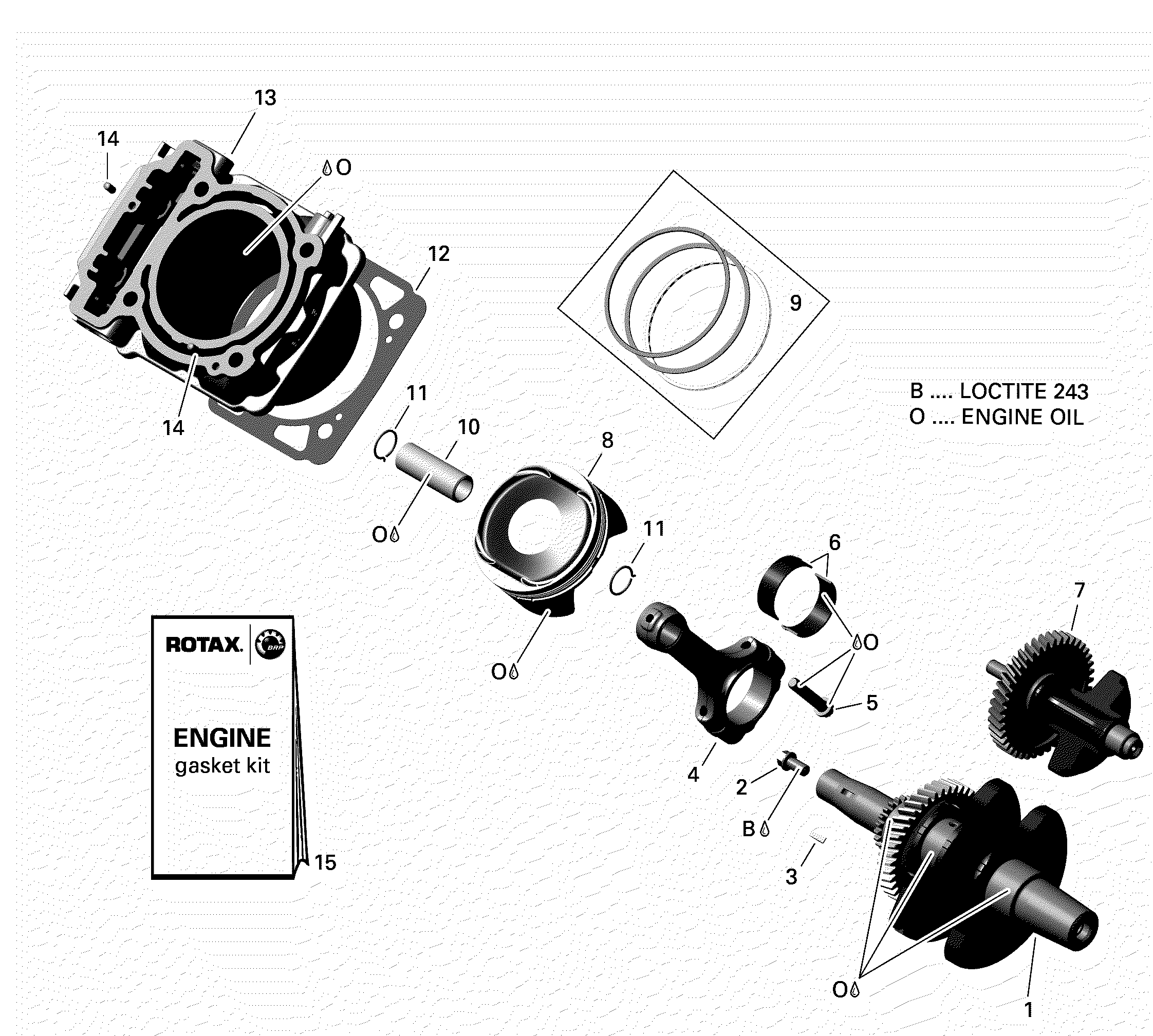 01 ROTAX VILBREQUIN ET PISTON POUR DEFENDER BASE JAUNE 2000 HD5 NXT 2018
