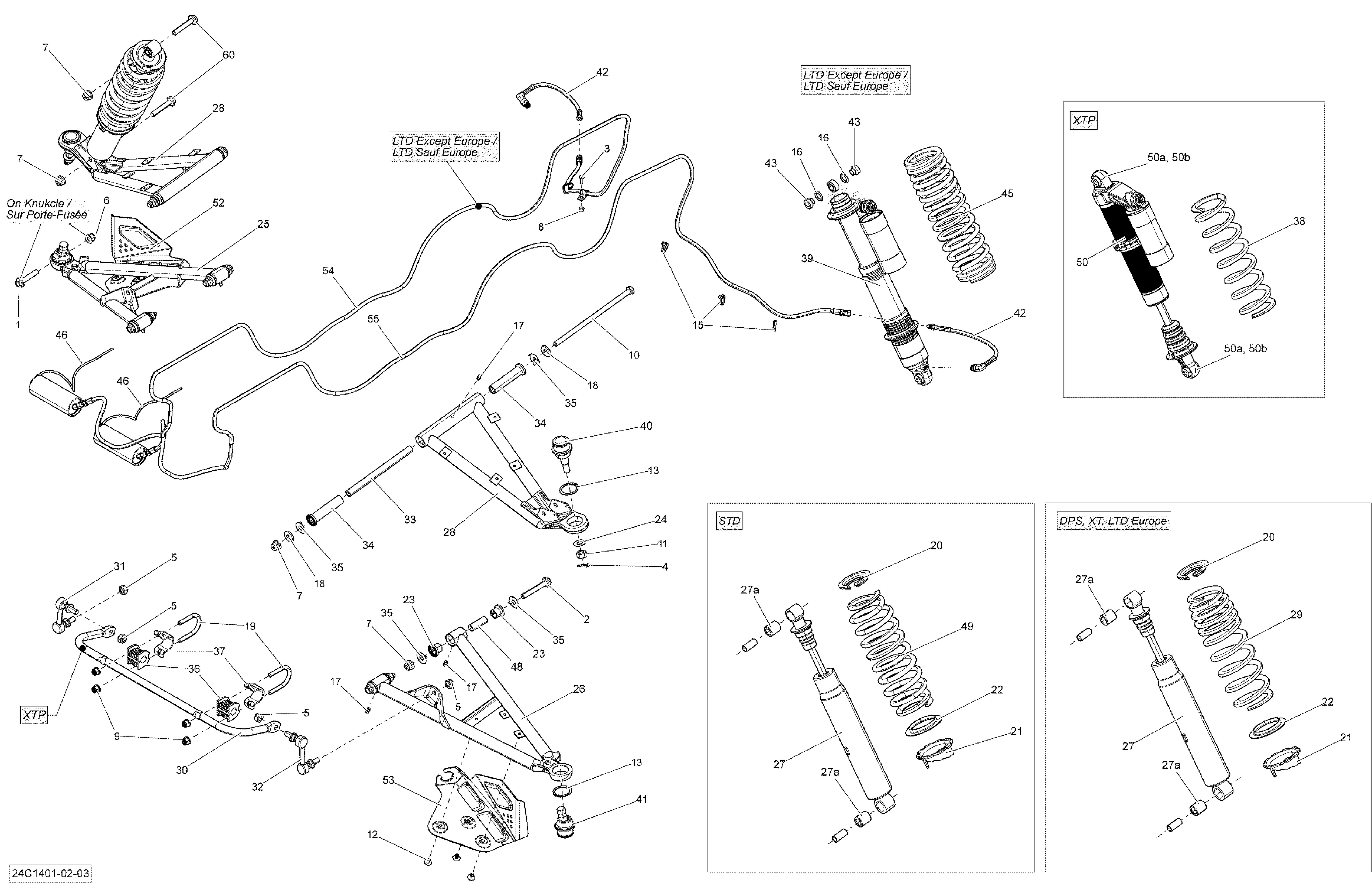 07 SUSPENSION AVANT POUR COMMANDER 1000 EFI CVT STD ROUGE 2014