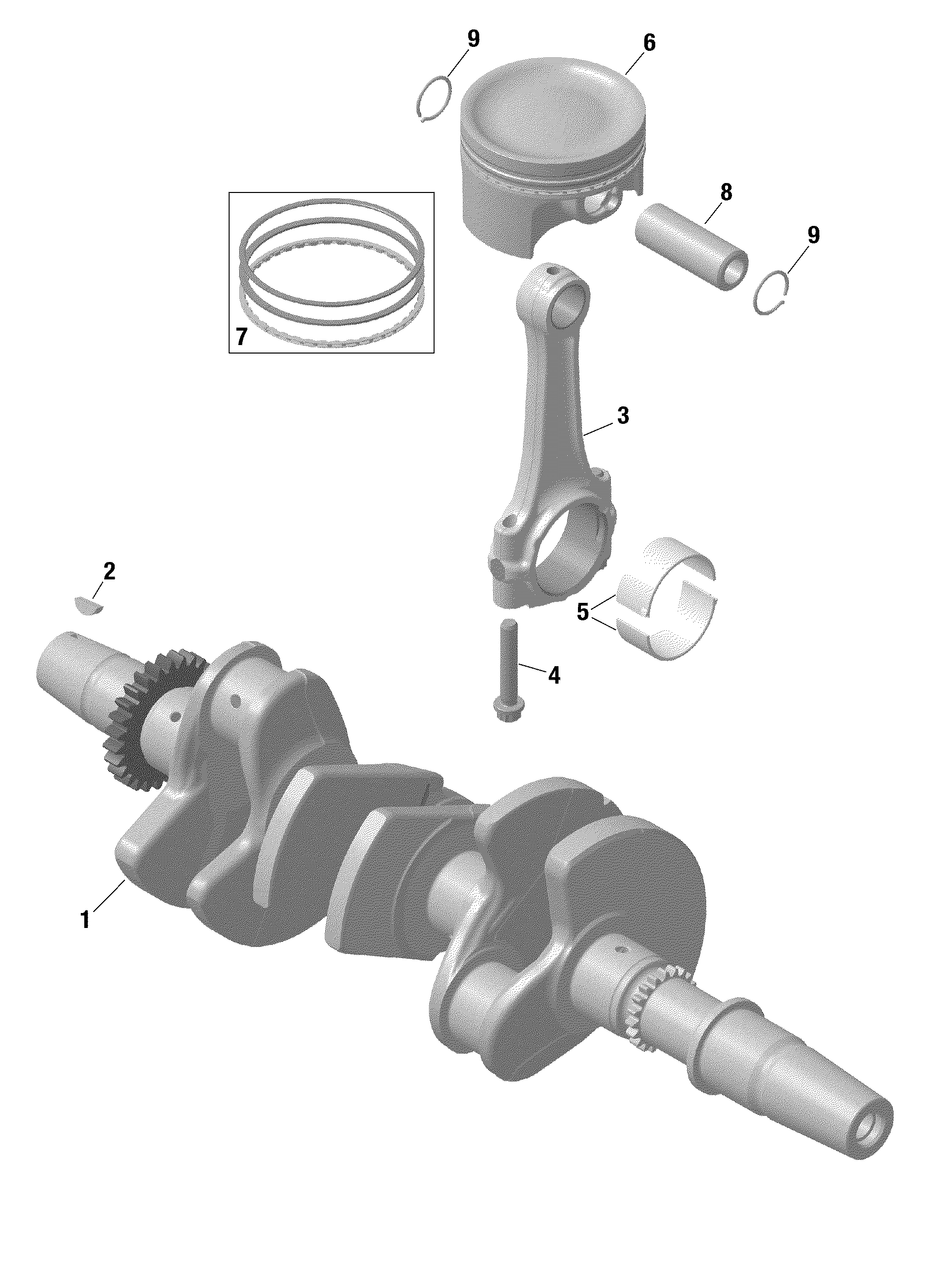 01 ROTAX VILEBREQUIN ET PISTONS TURBO TURBO R POUR MAVERICK MAX TURBO R DS BLEU GULFSTREAM 2021