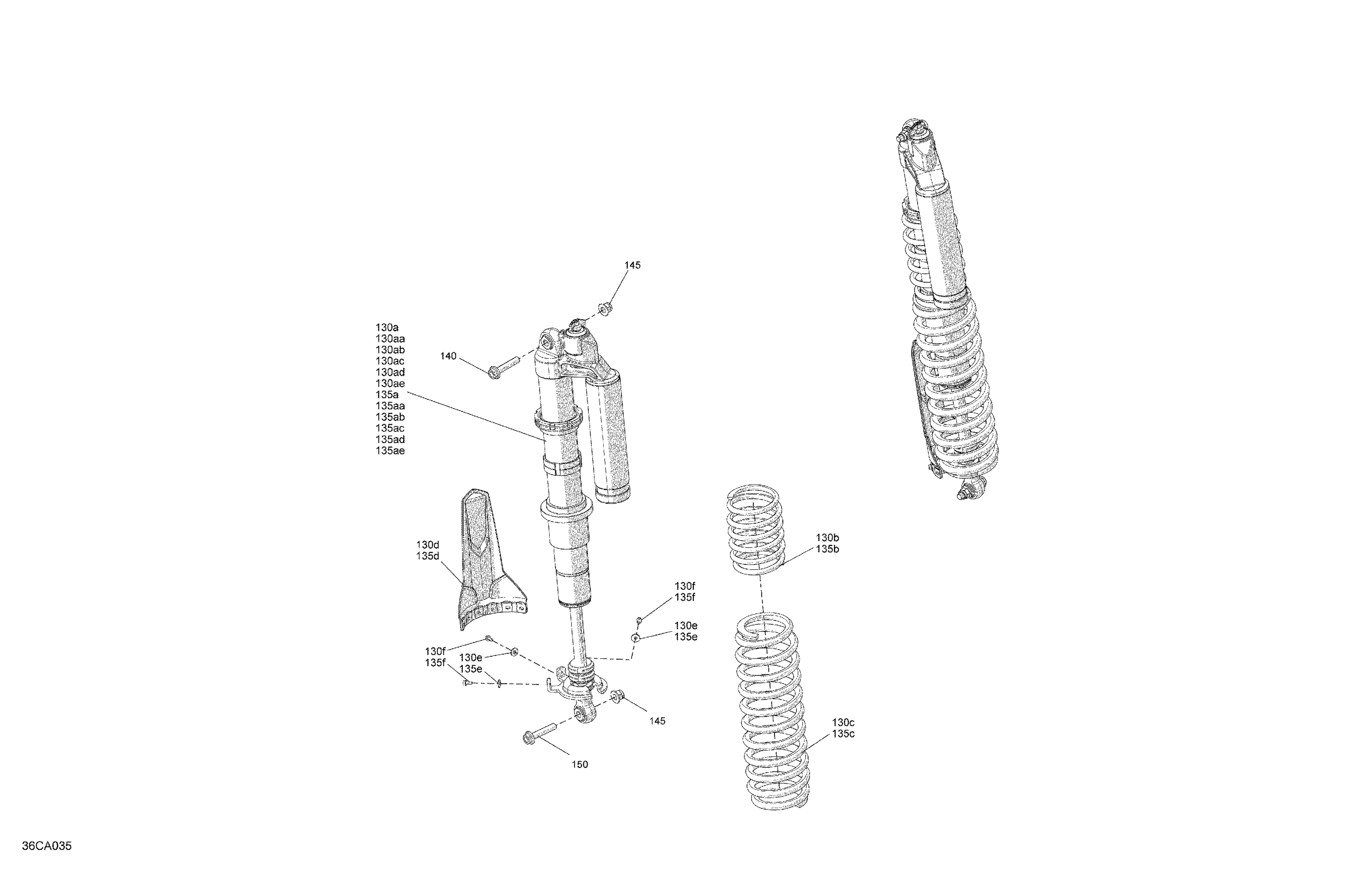 05 SUSPENSION AMORTISSEURS ARRIERES RS POUR MAVERICK MAX TURBO R DS BLEU GULFSTREAM 2021