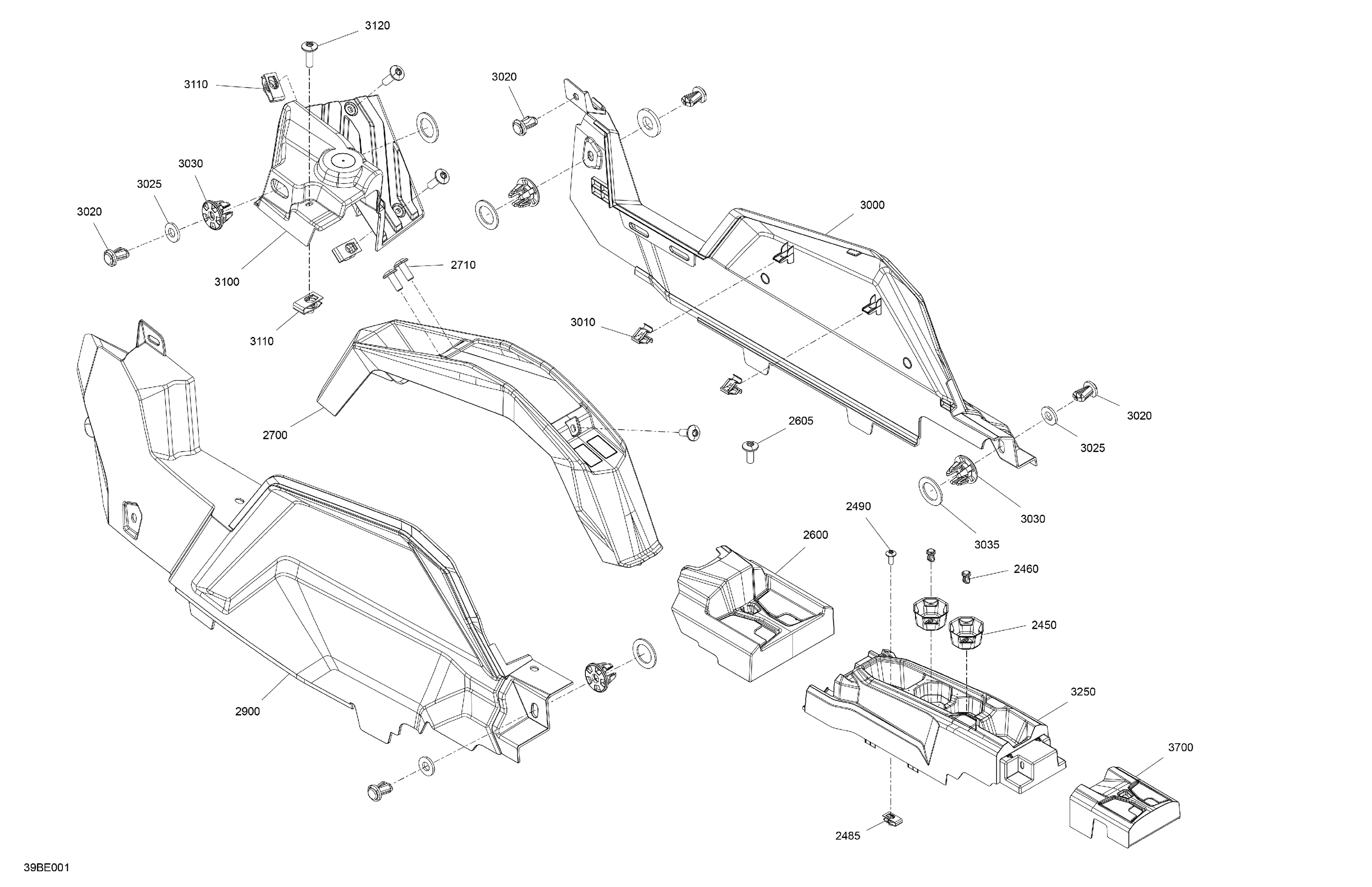 07 INTERIEUR DE LA CABINE CONSOLE CENTRALE POUR MAVERICK MAX SPORT 1000R DPS ROUGE INTENSE 2024