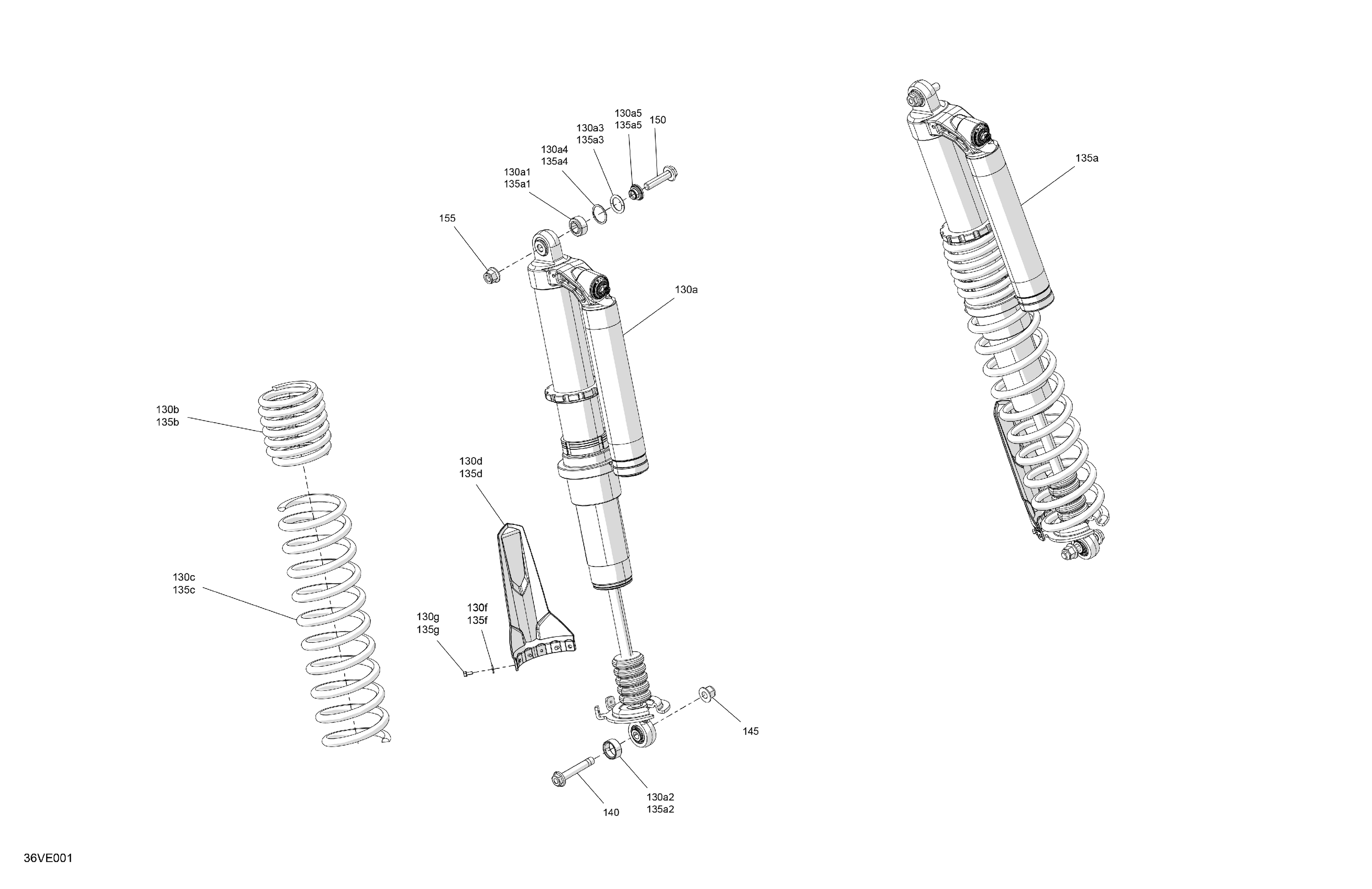 05 SUSPENSION AMORTISSEURS ARRIERE POUR MAVERICK R 996NT XRS NOIR ETERNEL METALLIQUE 2024