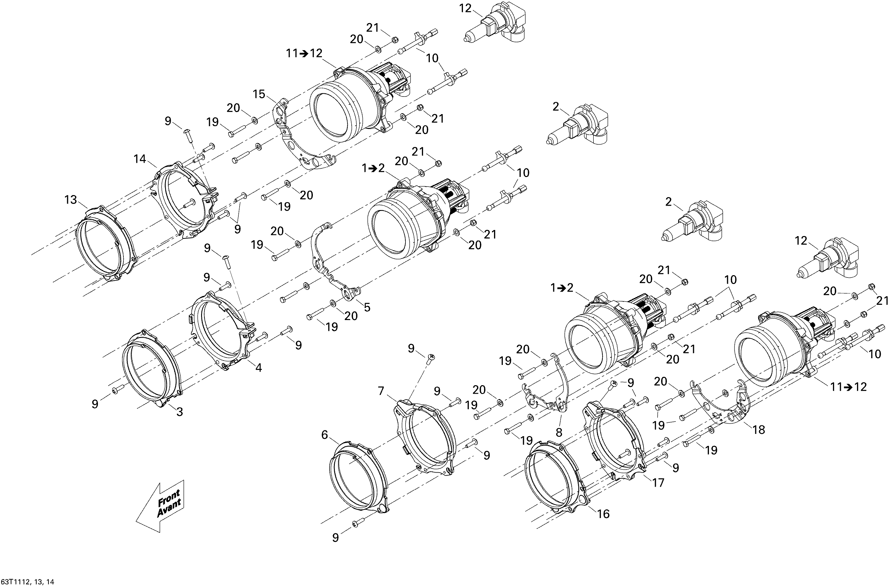 10 PHARES AVANTS POUR RENEGADE STD 800R CVT JAUNE 2009