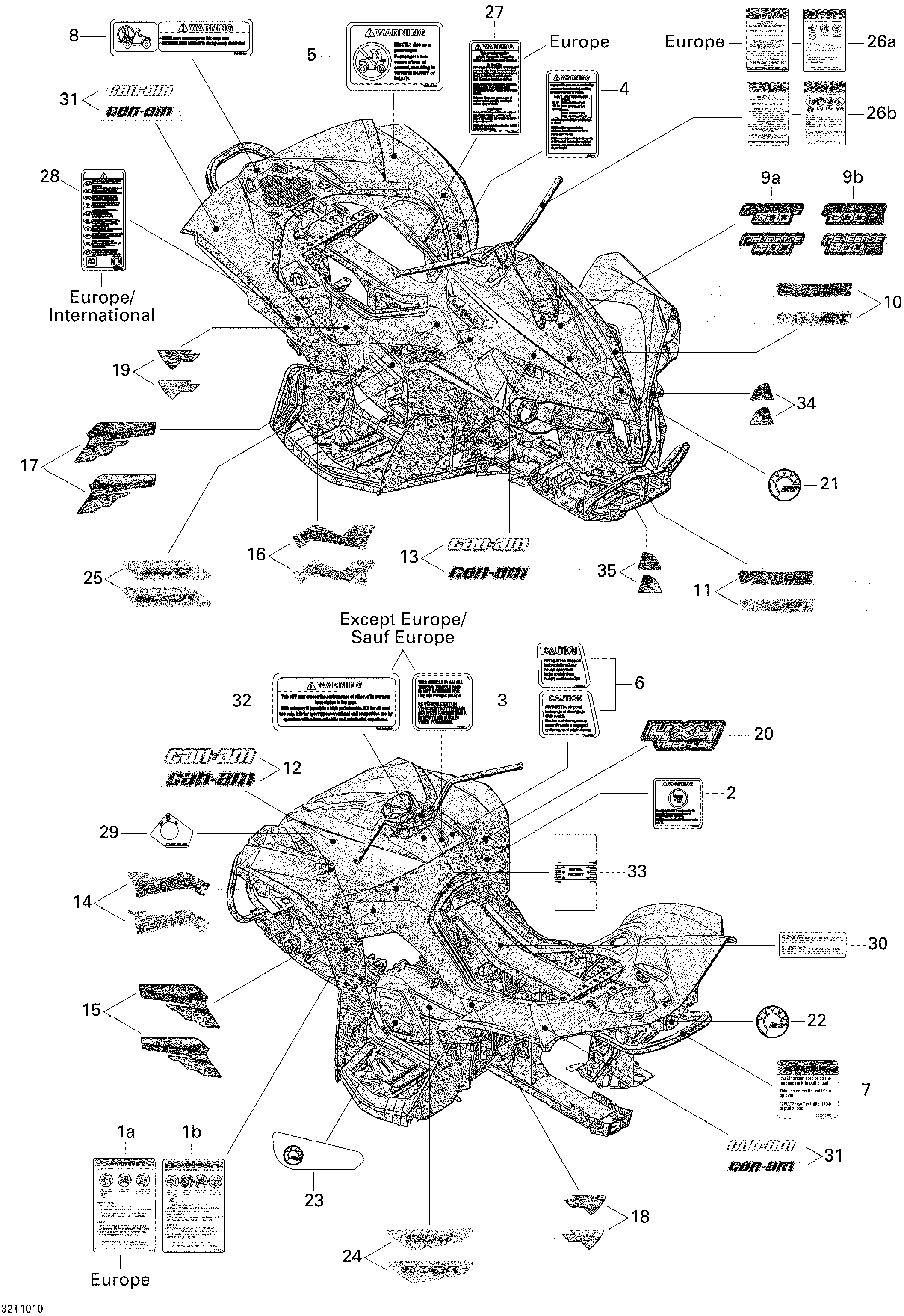 09 KITS DECO 500 EFI POUR RENEGADE STD 500 EFI ROUGE VIPERE 2010