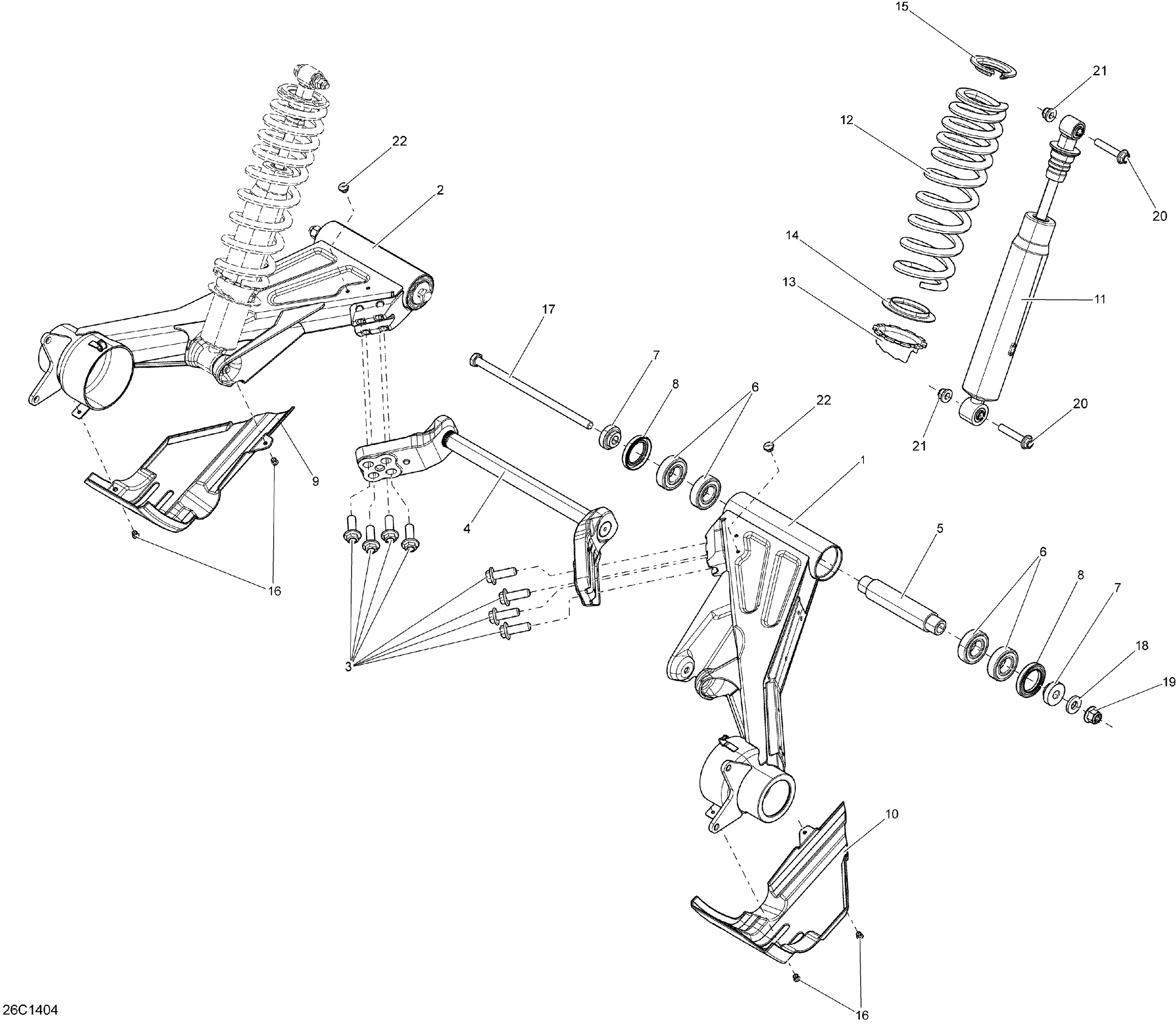 08 SUSPENSION ARRIERE 26C1404 POUR COMMANDER MAX XT 1000 EFI CVT CAMO 2014
