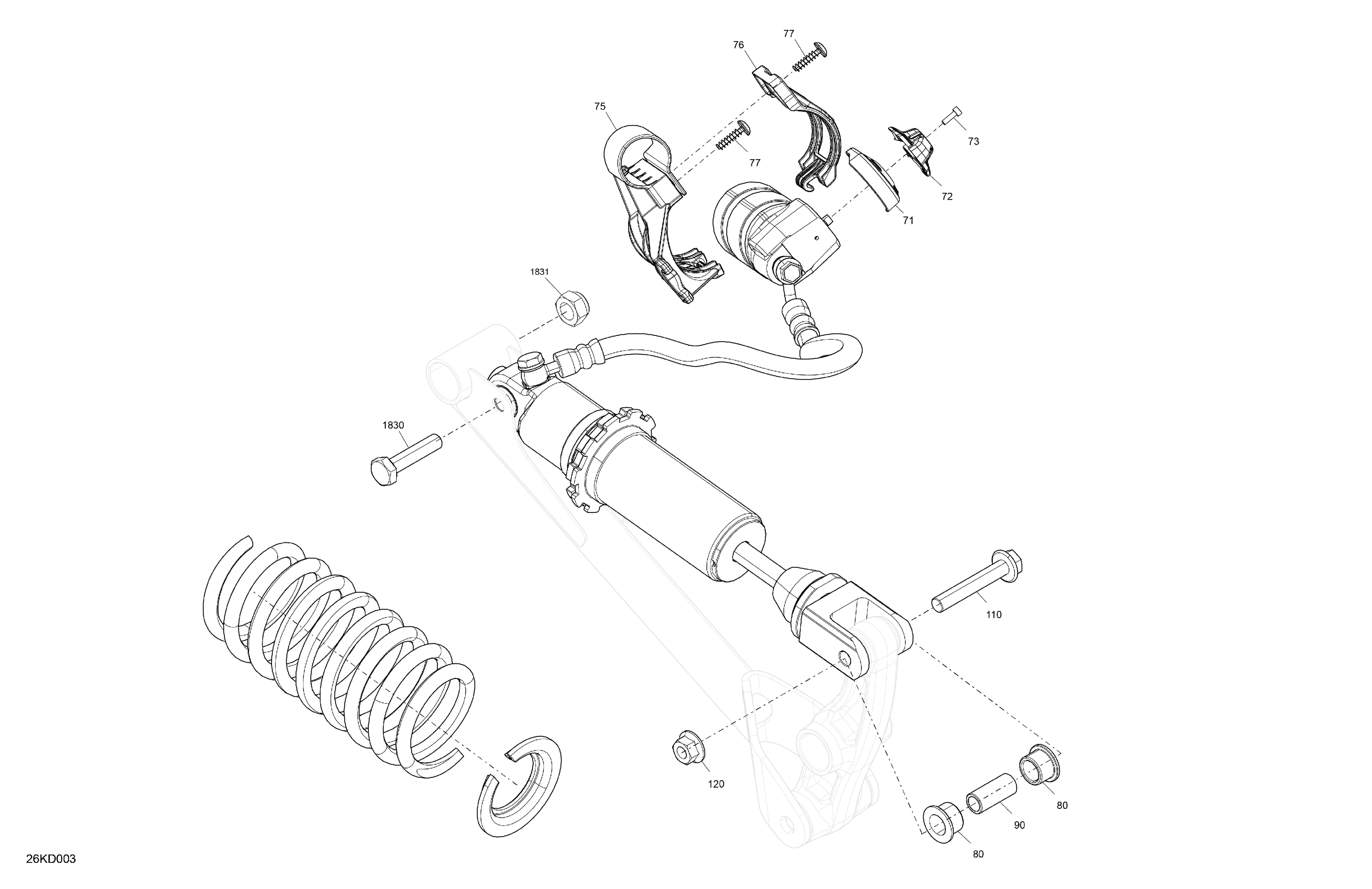 05 SUSPENSION AMORTISSEUR ARRIERE POUR RYKER SPORT 900 ACE CVT DEEP BLACK 2024