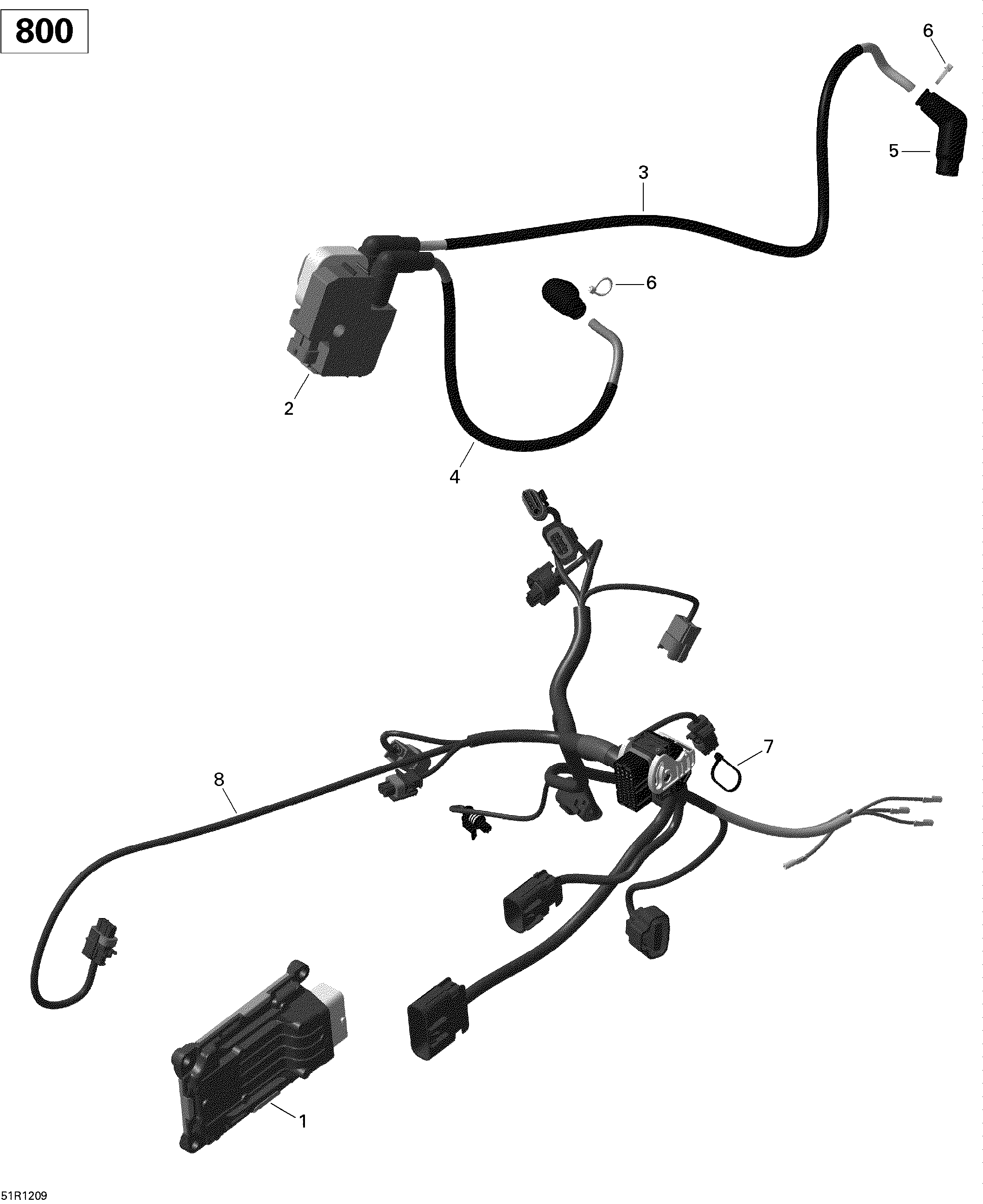 10 FAISCEAU MOTEUR ET MODULE ELECTRONIQUE OUTLANDER POUR OUTLANDER XT JAUNE 2012