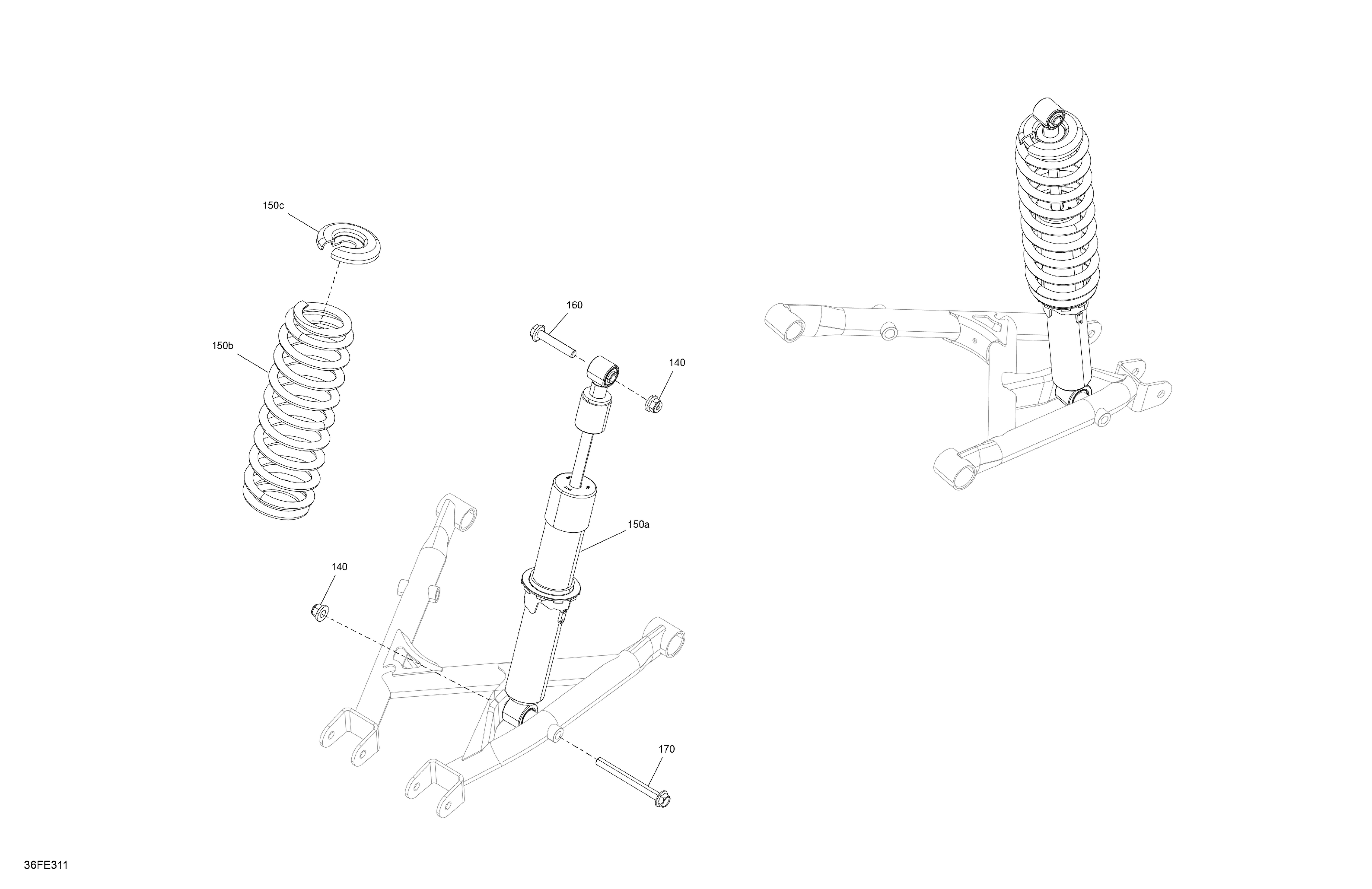 05 SUSPENSION AMORTISSEURS ARRIERE POUR OUTLANDER PRO MAX XU 1000R ARGENT PLATINUM SATIN 2025