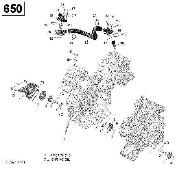 01 REFROIDISSEMENT MOTEUR 650 EFI POUR COMMANDER DPS 800R EFI GRIS CARRIERE 2016