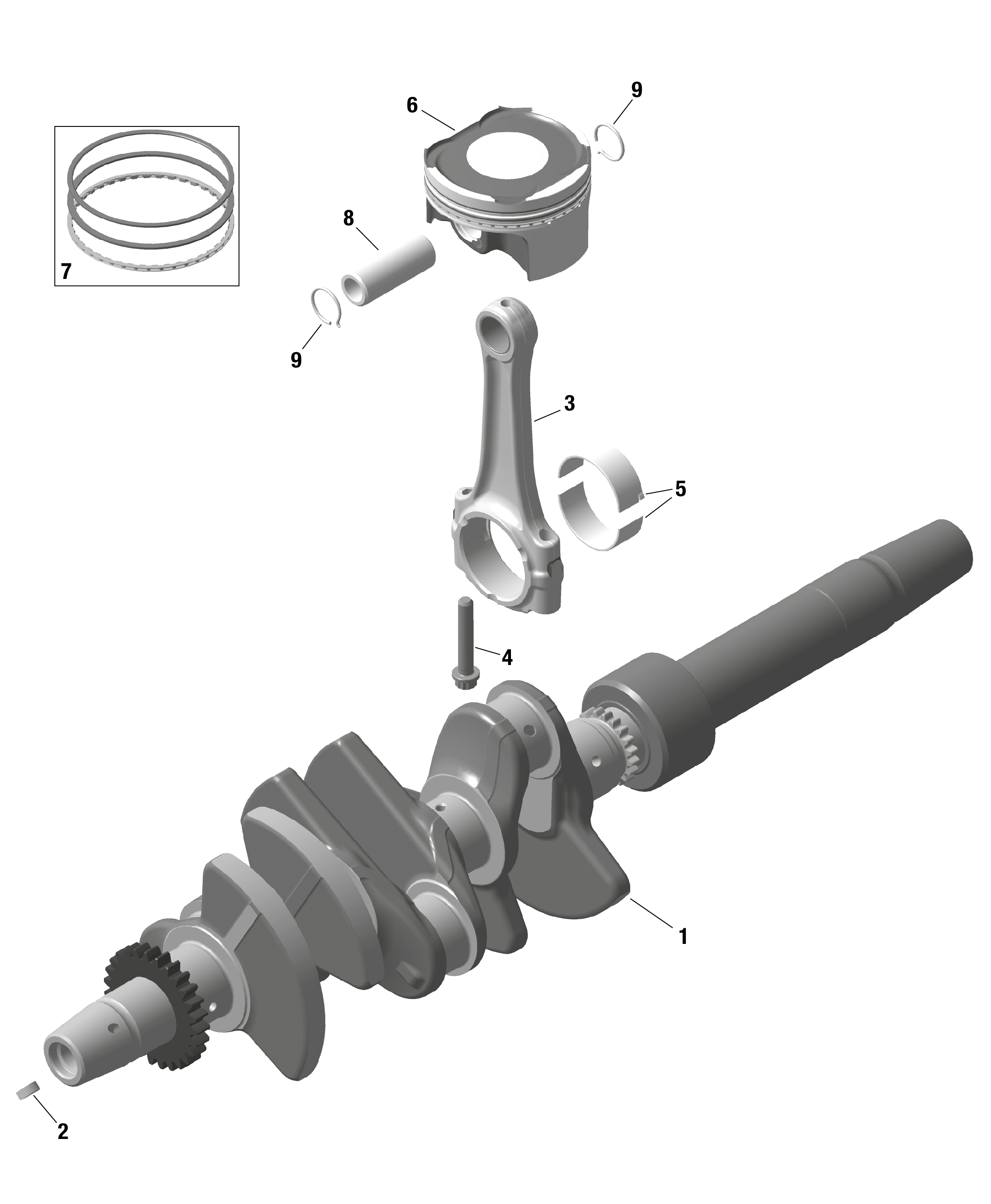 01 ROTAX VILEBREQUIN ET PISTONS POUR RYKER 900 ACE CVT BLACK 2023