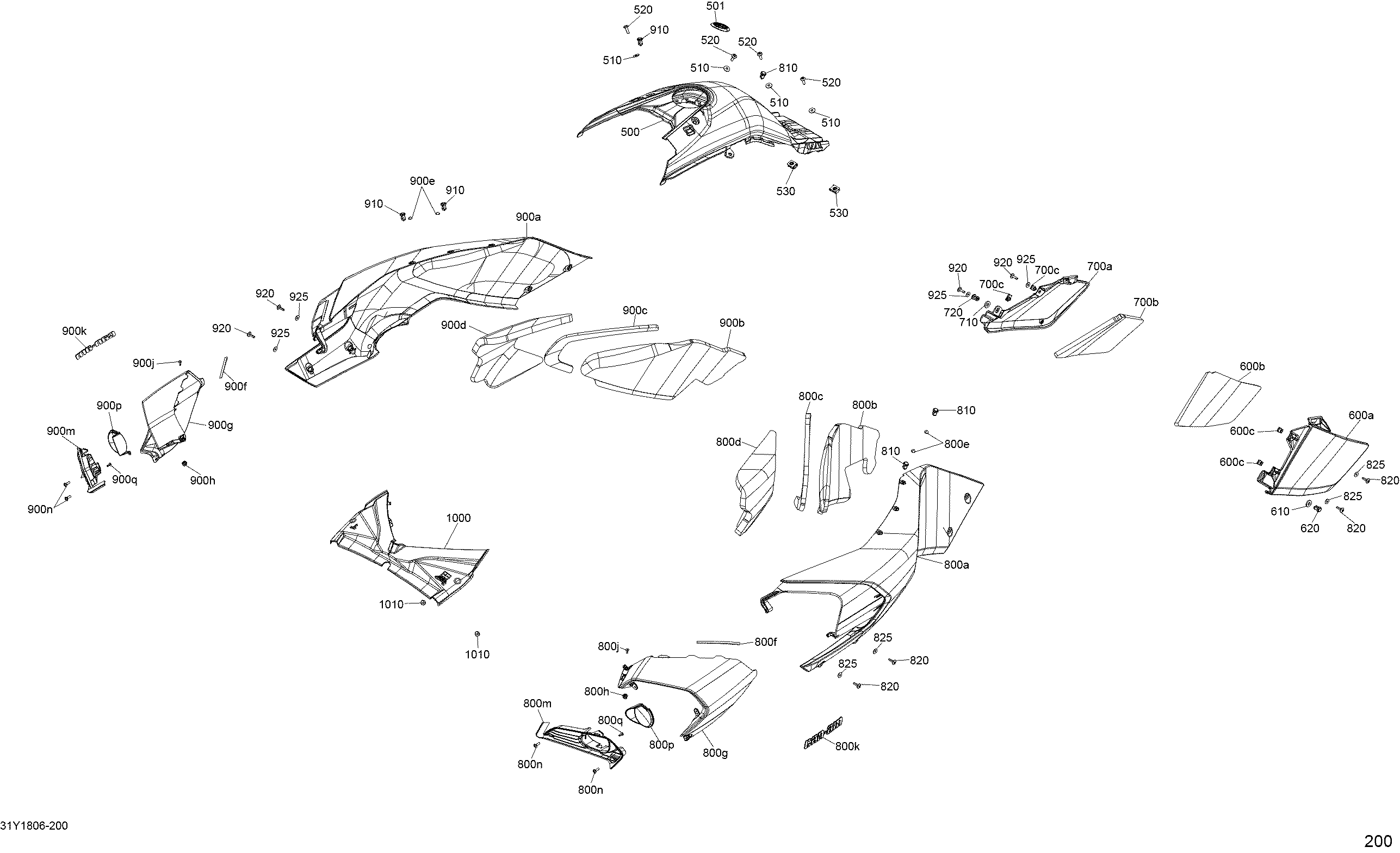 09 CARROSSERIE ET ACCESSOIRES CARENAGE POUR SPYDER F3 S 10TH SE6 BLACK 2018